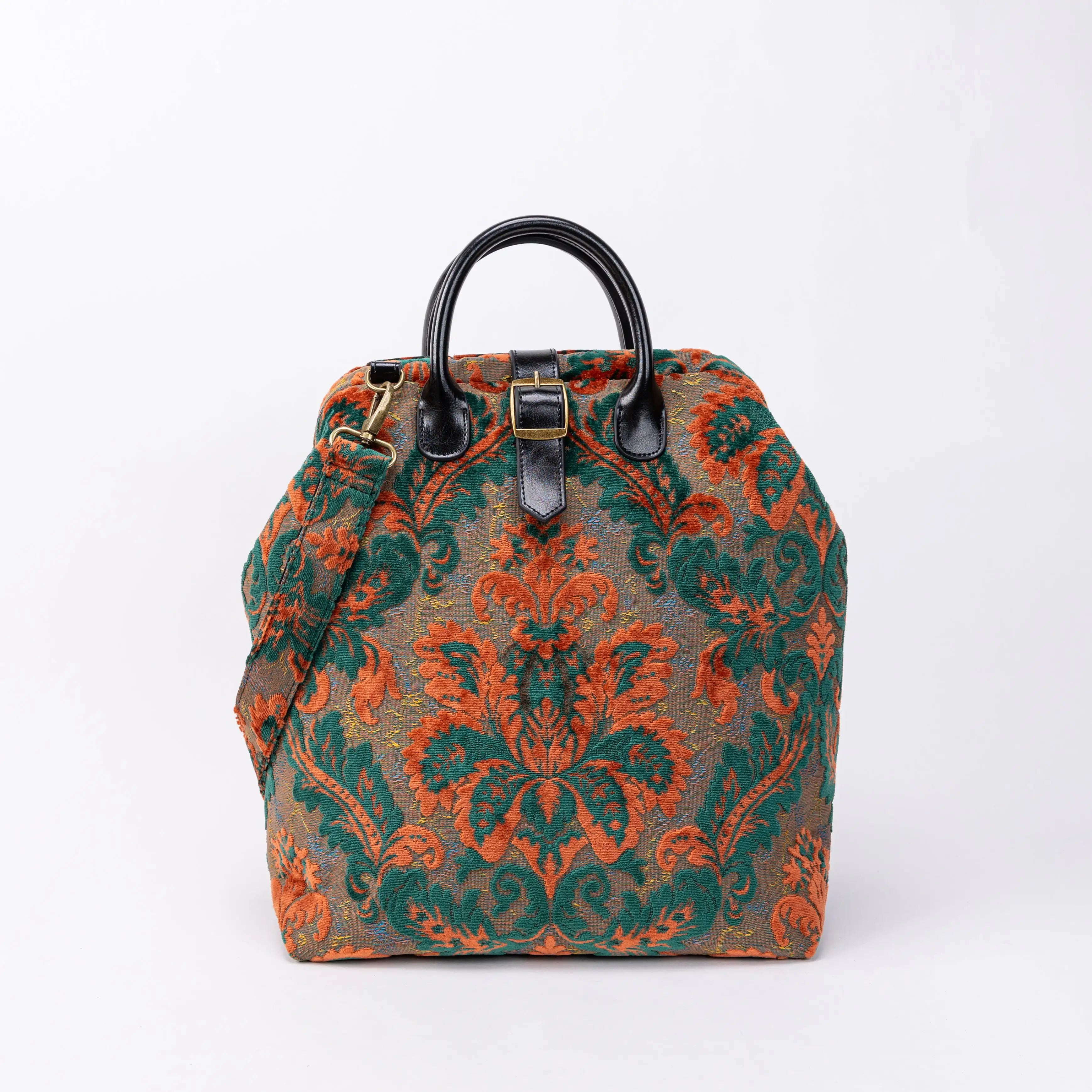Burnout Velvet Revival Jade Carpet Laptop Backpack of America front with strap