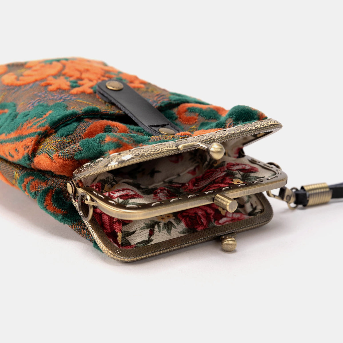 Burnout Velvet Revival Jade Carpet Phone Case Carpetbag of America flat lay open mouth