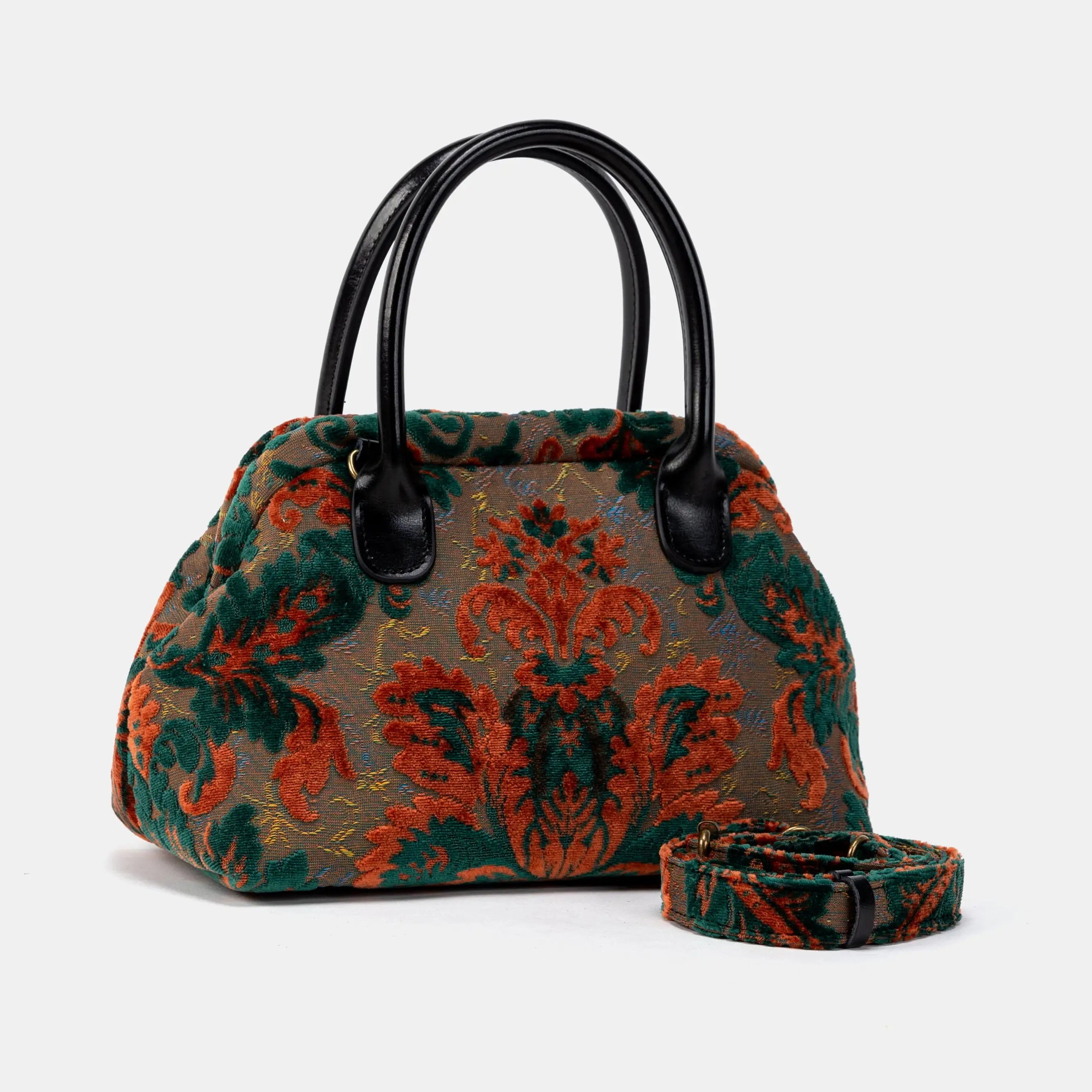 Burnout Velvet Revival Jade Carpet Satchel with belt