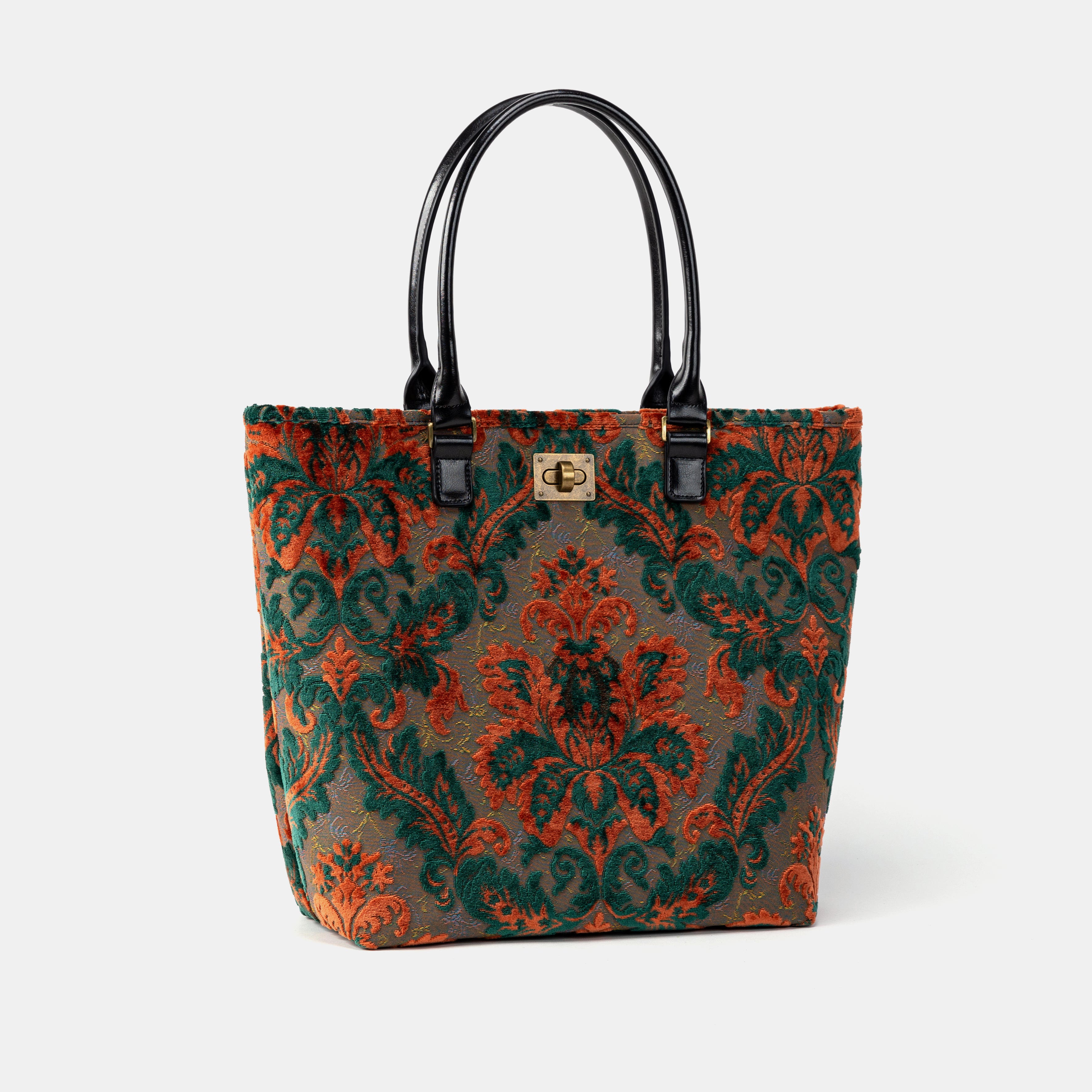 Burnout Velvet Revival Jade Carpet Tote Shopper of America front