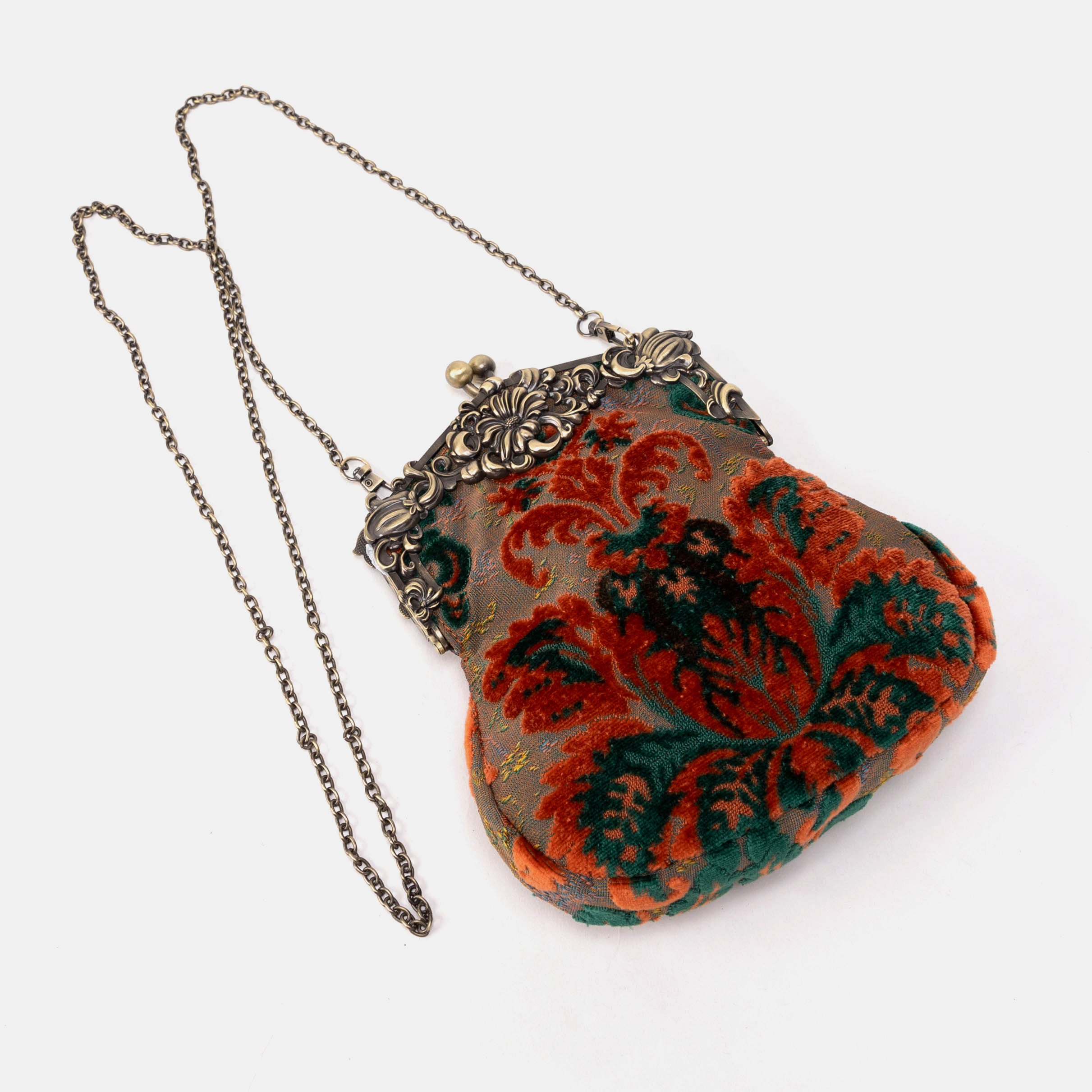 Burnout Velvet Revival Jade Chatelaine Purse Large of America with long chain
