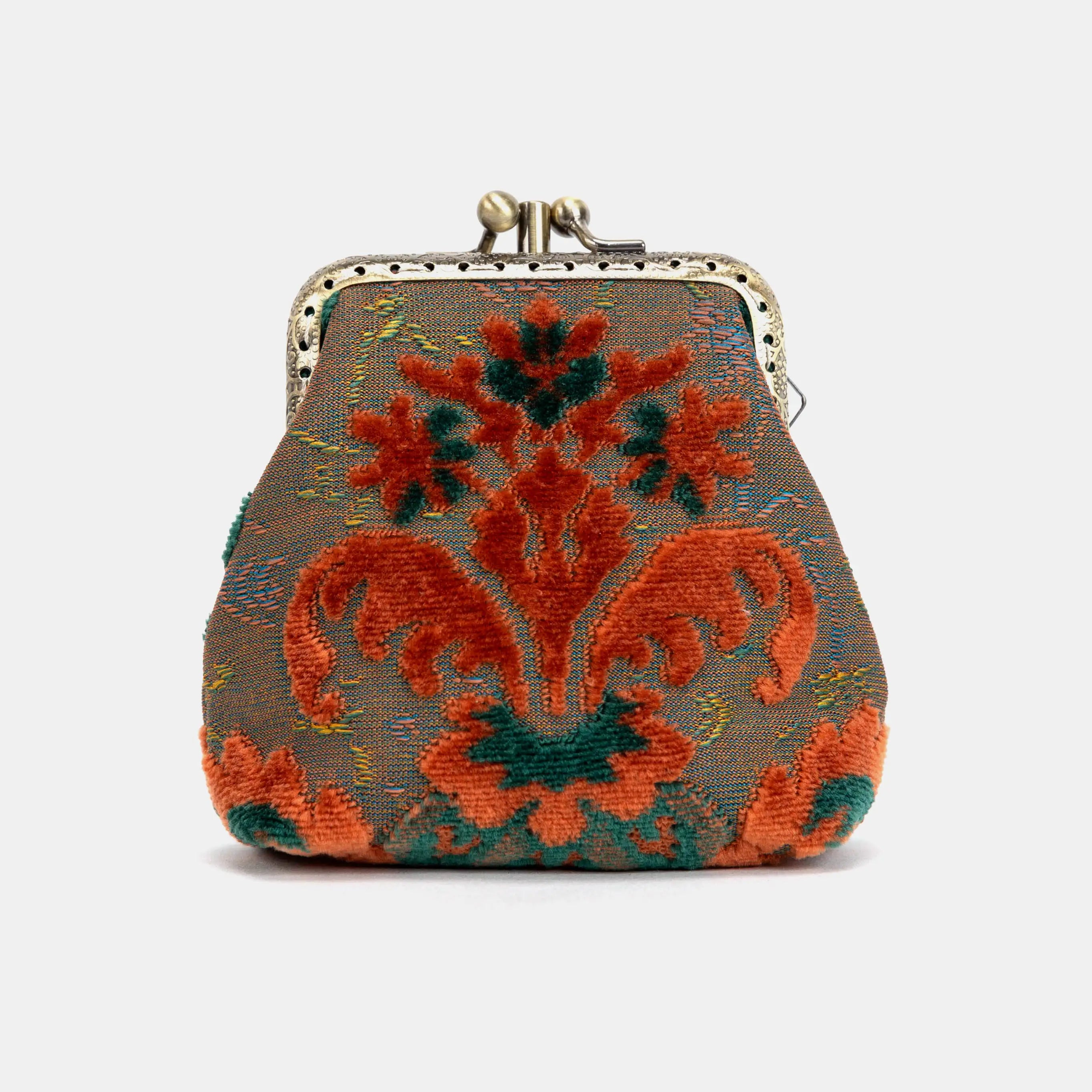Burnout Velvet Revival Jade Double Kiss Clasp Coin Purse of America front-1