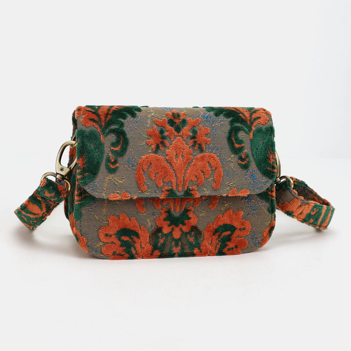 Burnout Velvet Revival Jade Flap Crossbody Bag of America main