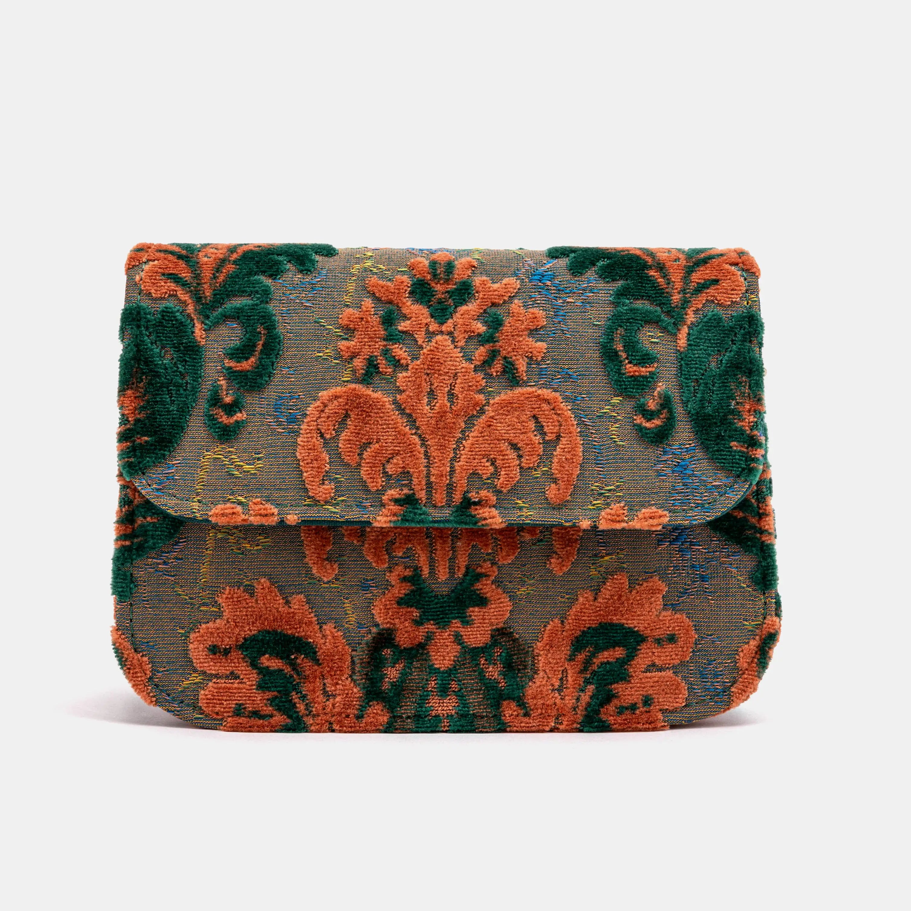 Burnout Velvet Revival Jade Flap Crossbody Bag of America front
