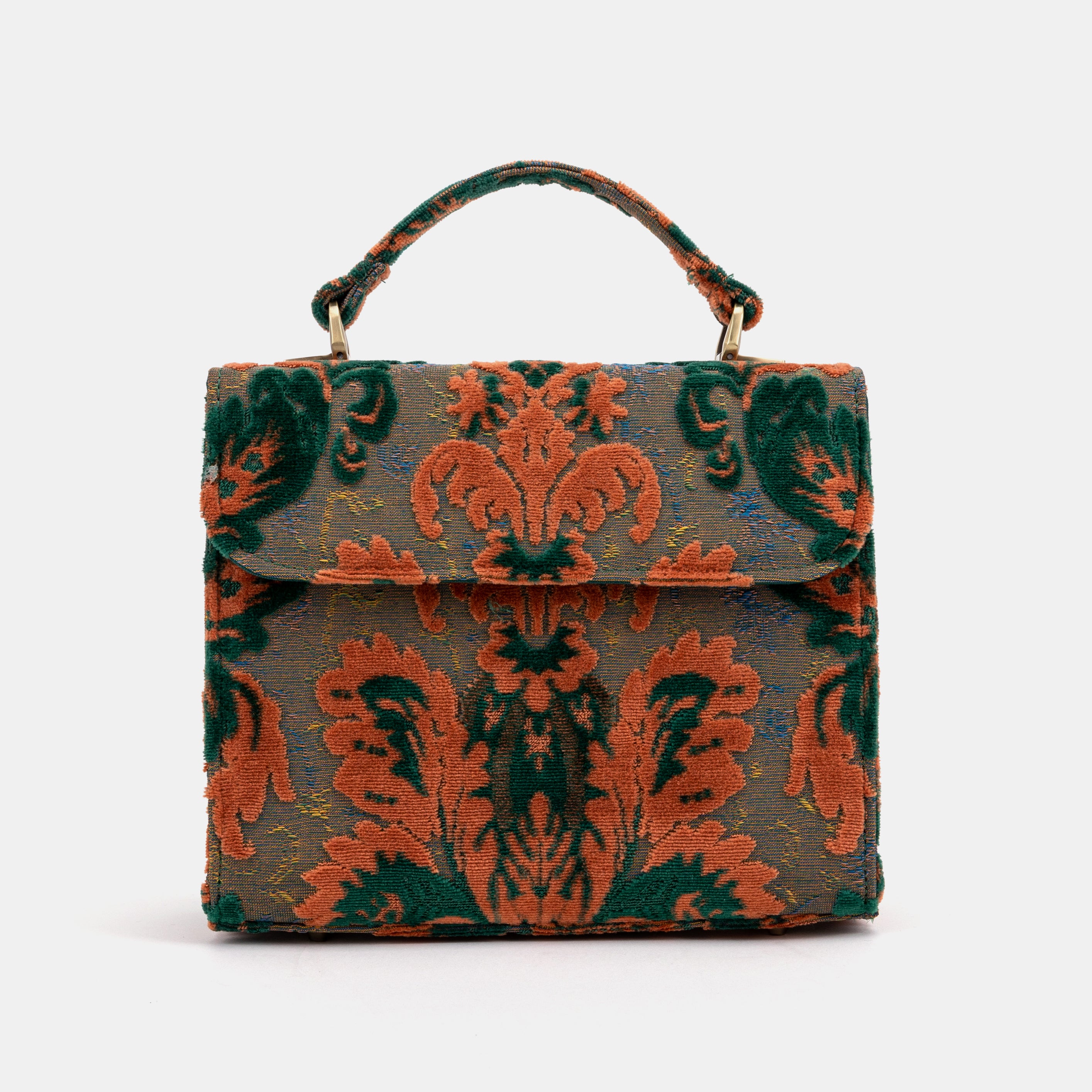 Burnout Velvet Revival Jade Flap Satchel of America main