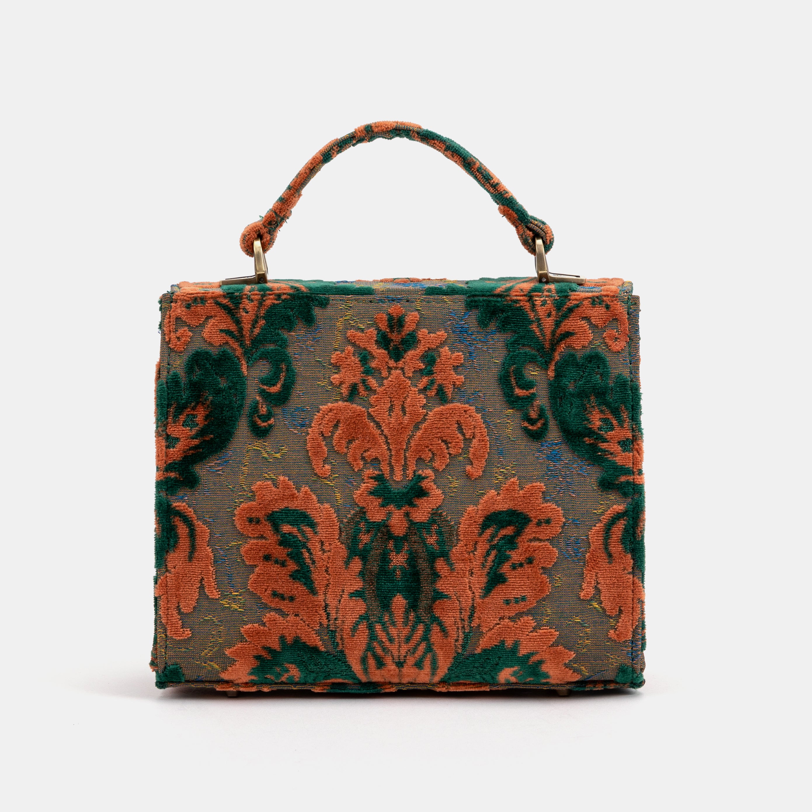 Burnout Velvet Revival Jade Flap Satchel of America back