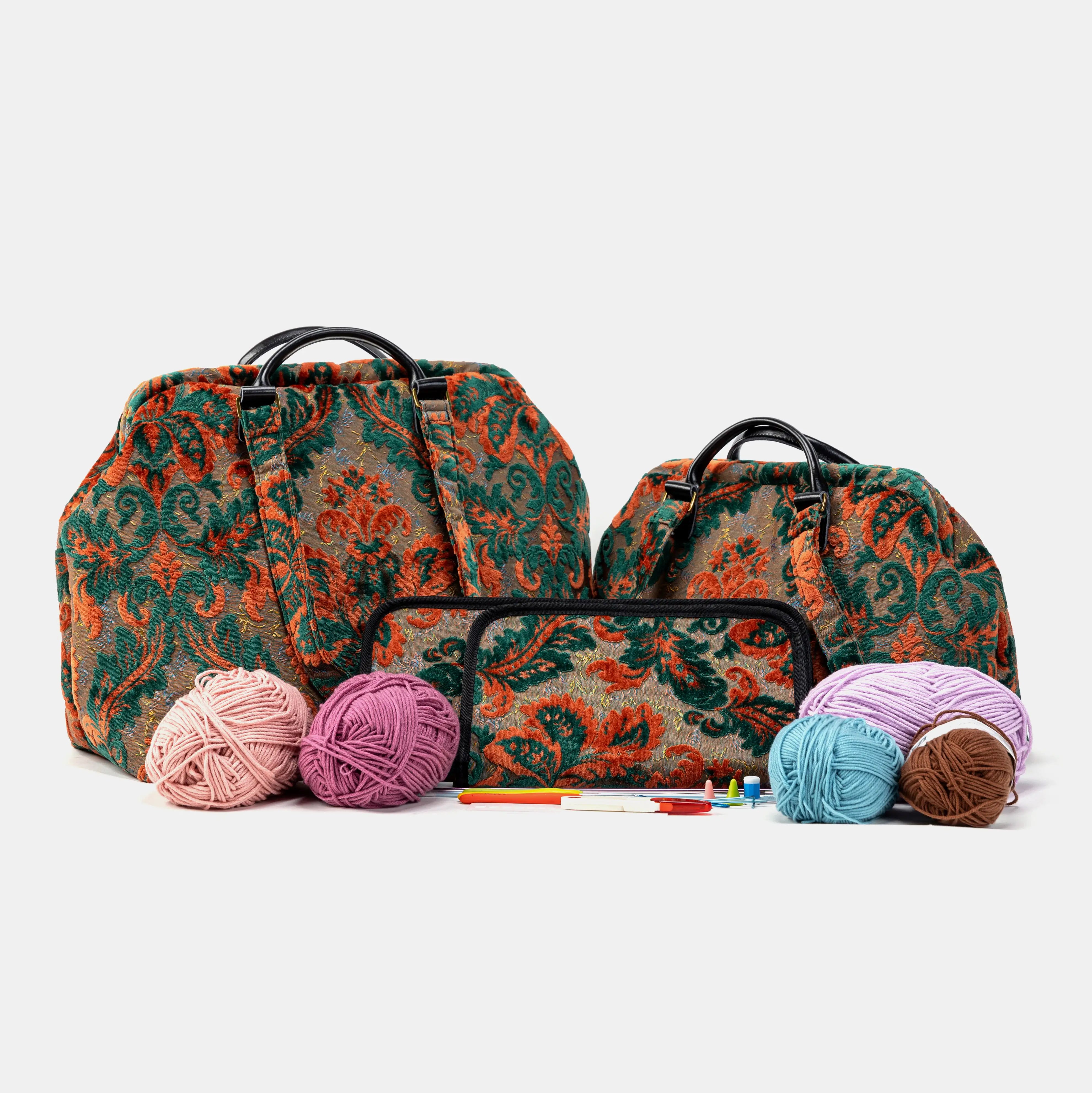 Burnout Velvet Revival Jade Knitting Project Bag of America set