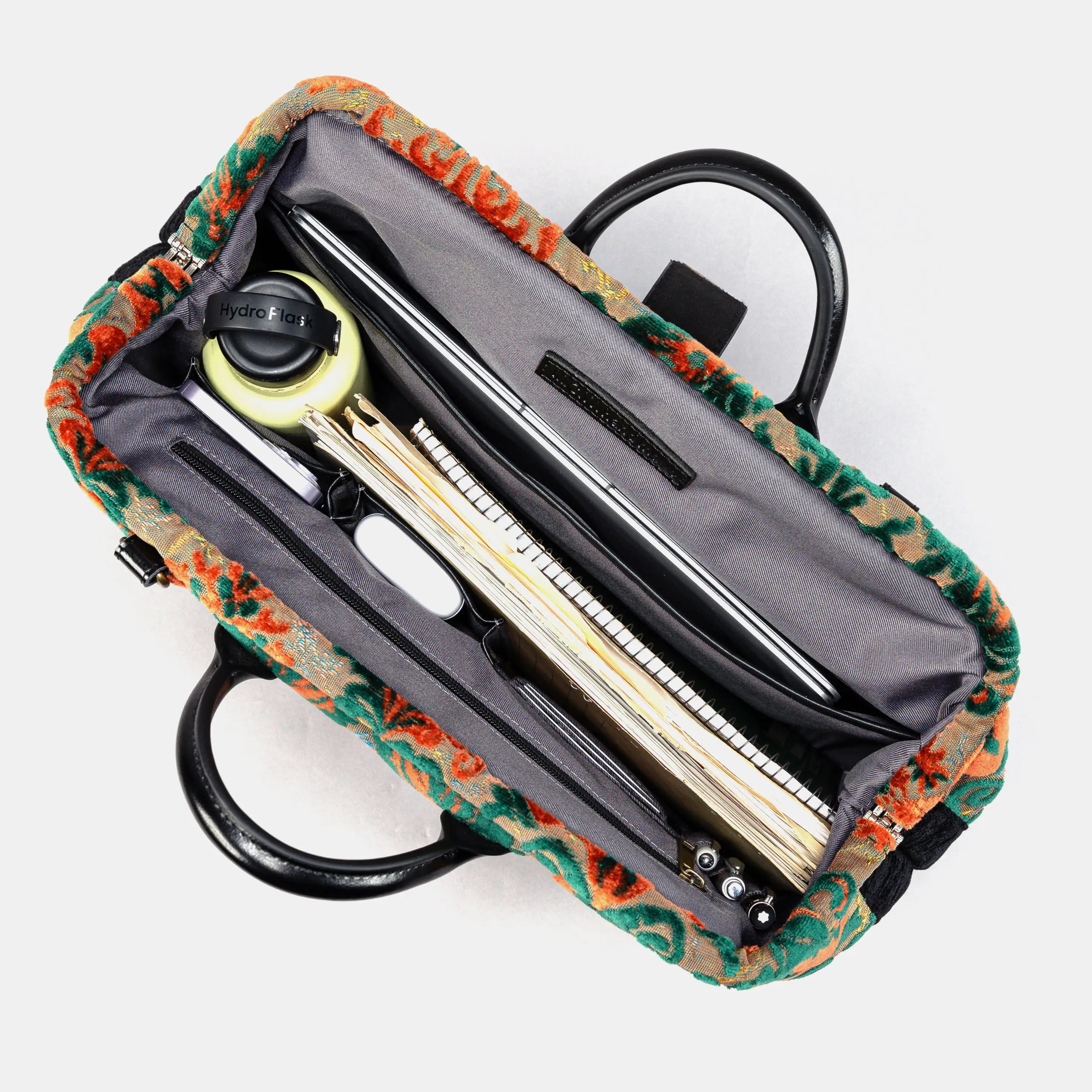 Burnout Velvet Revival Jade Laptop Work Bag of America inside