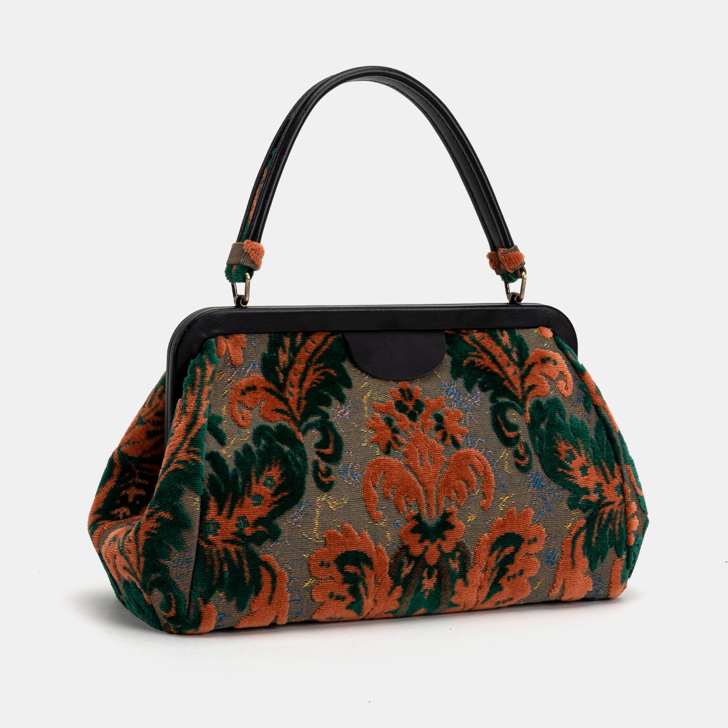 Burnout Velvet Revival Jade Top Handle Purse carpet bagof America front