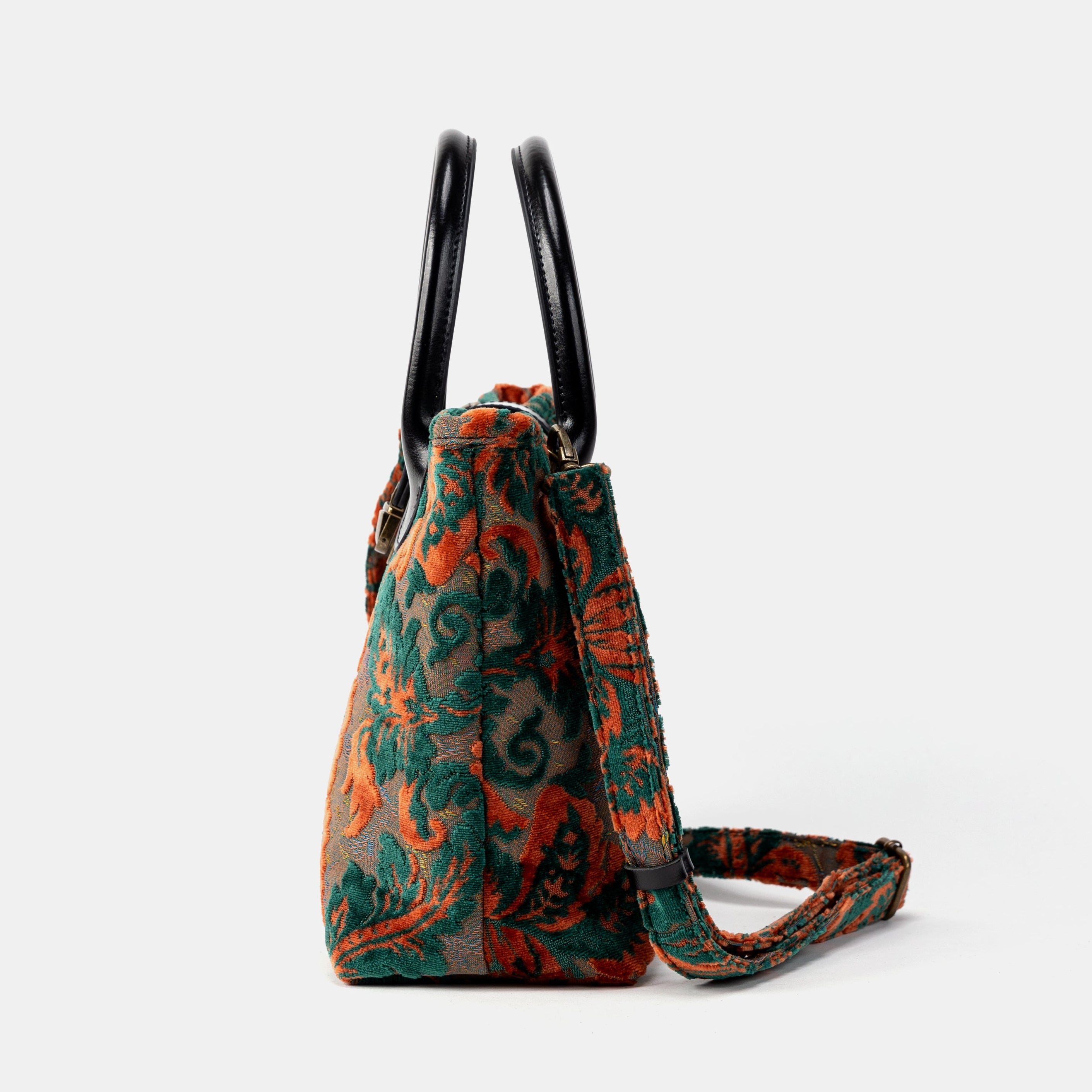 Burnout Velvet Revival Jade Tuck Lock Carpet Satchel of America side
