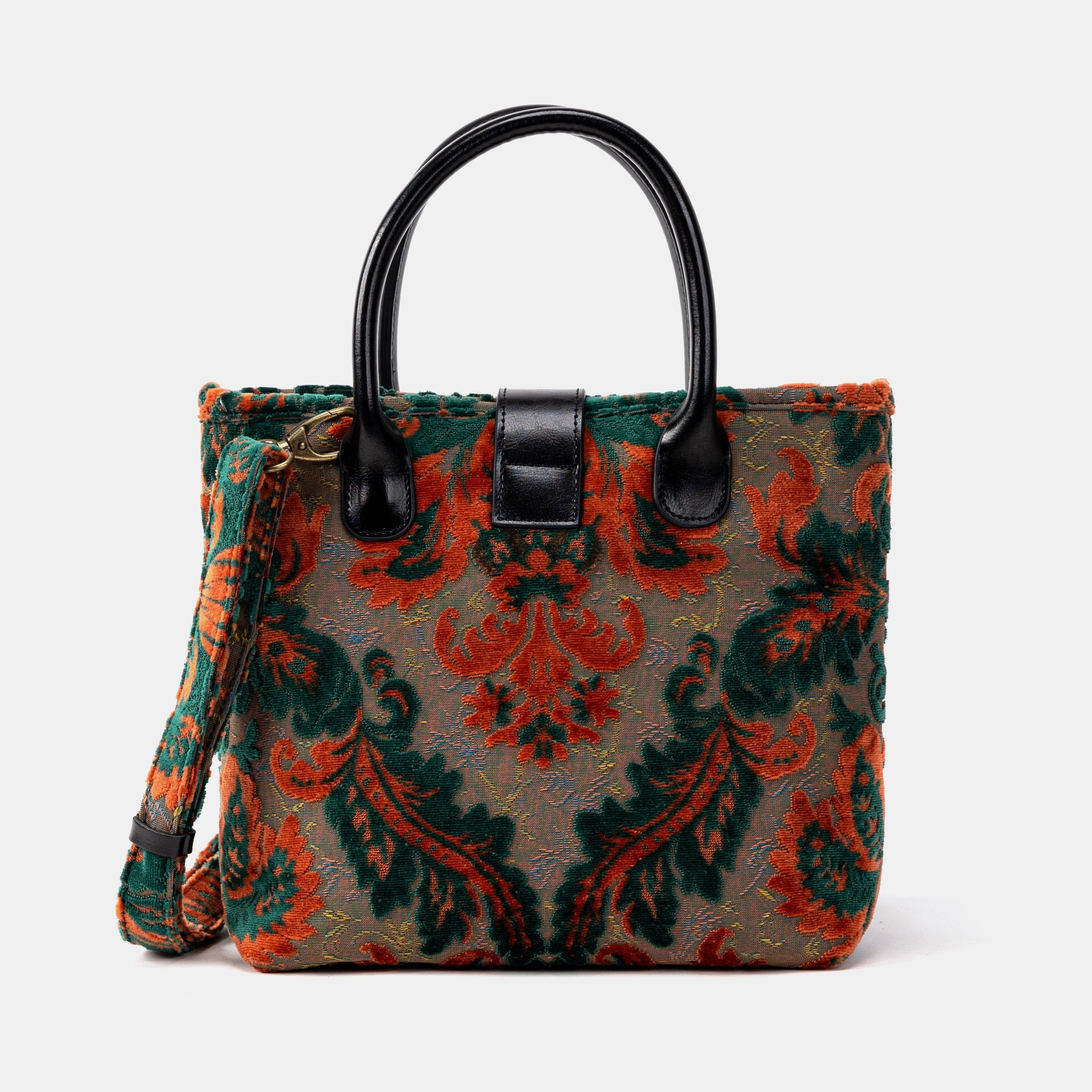 Burnout Velvet Revival Jade Tuck Lock Carpet Satchel of America back