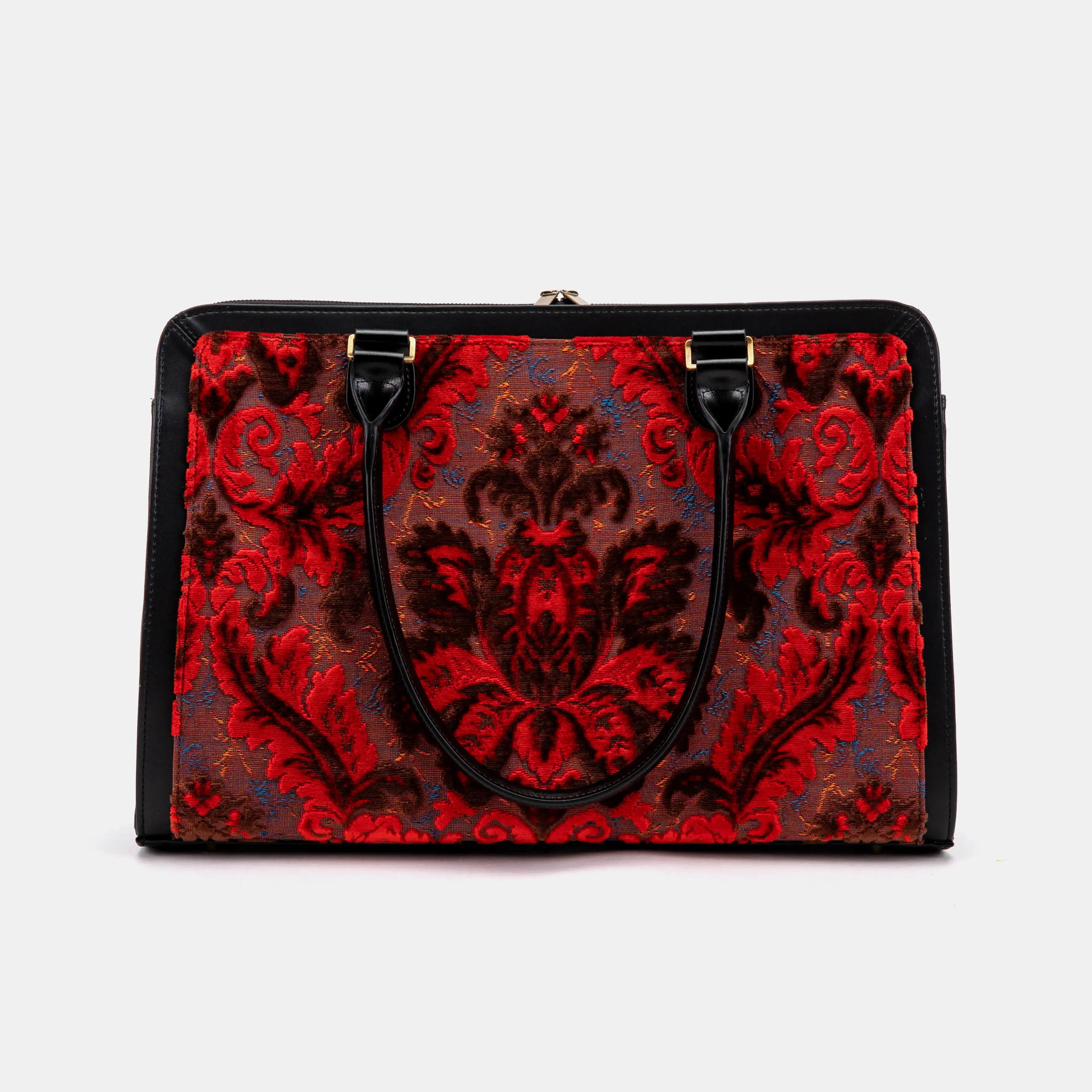 Burnout Velvet Revival Scarlet Business Tote of America with handle