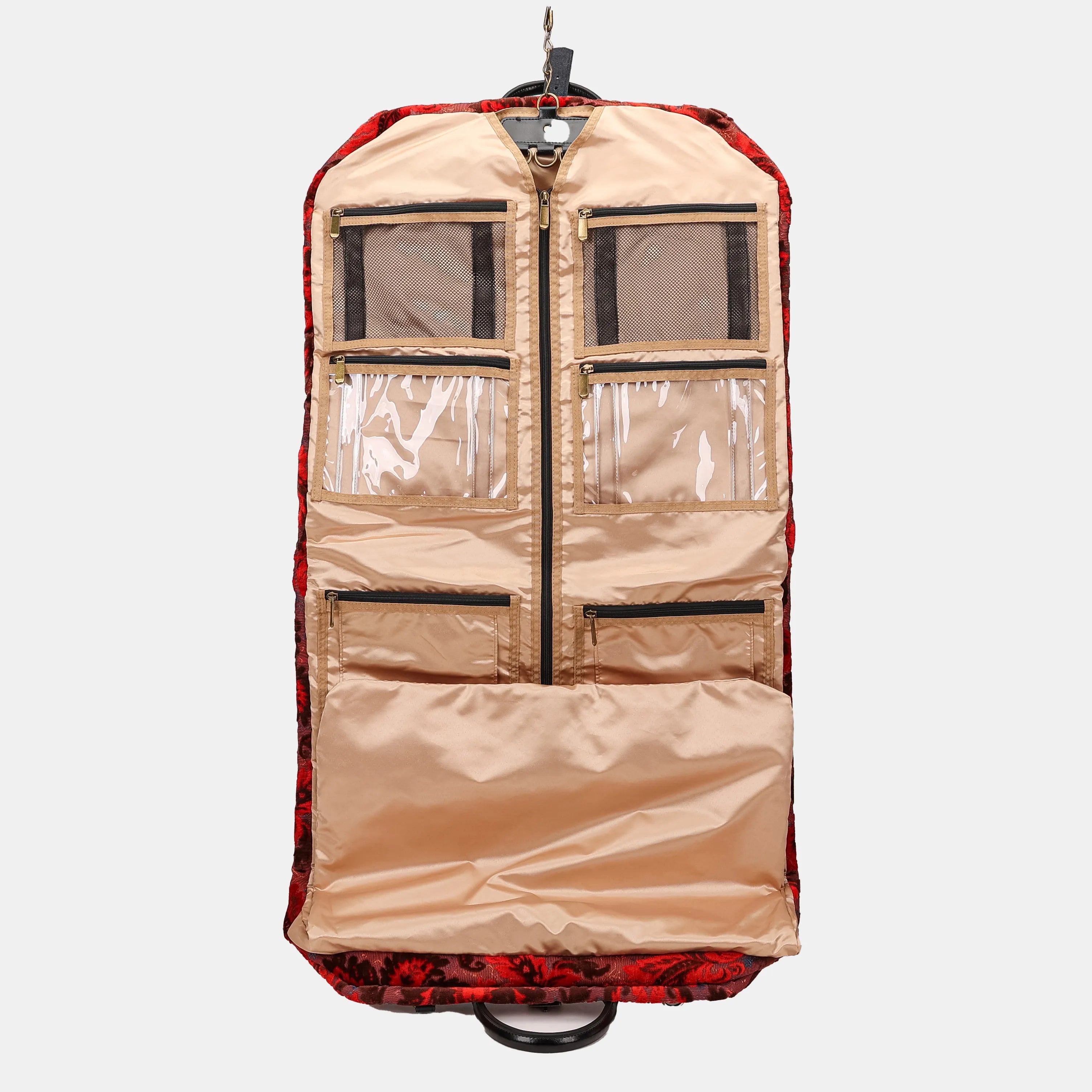 Burnout Velvet Revival Scarlet Carpet Garment Bag Carpetbag of America hang