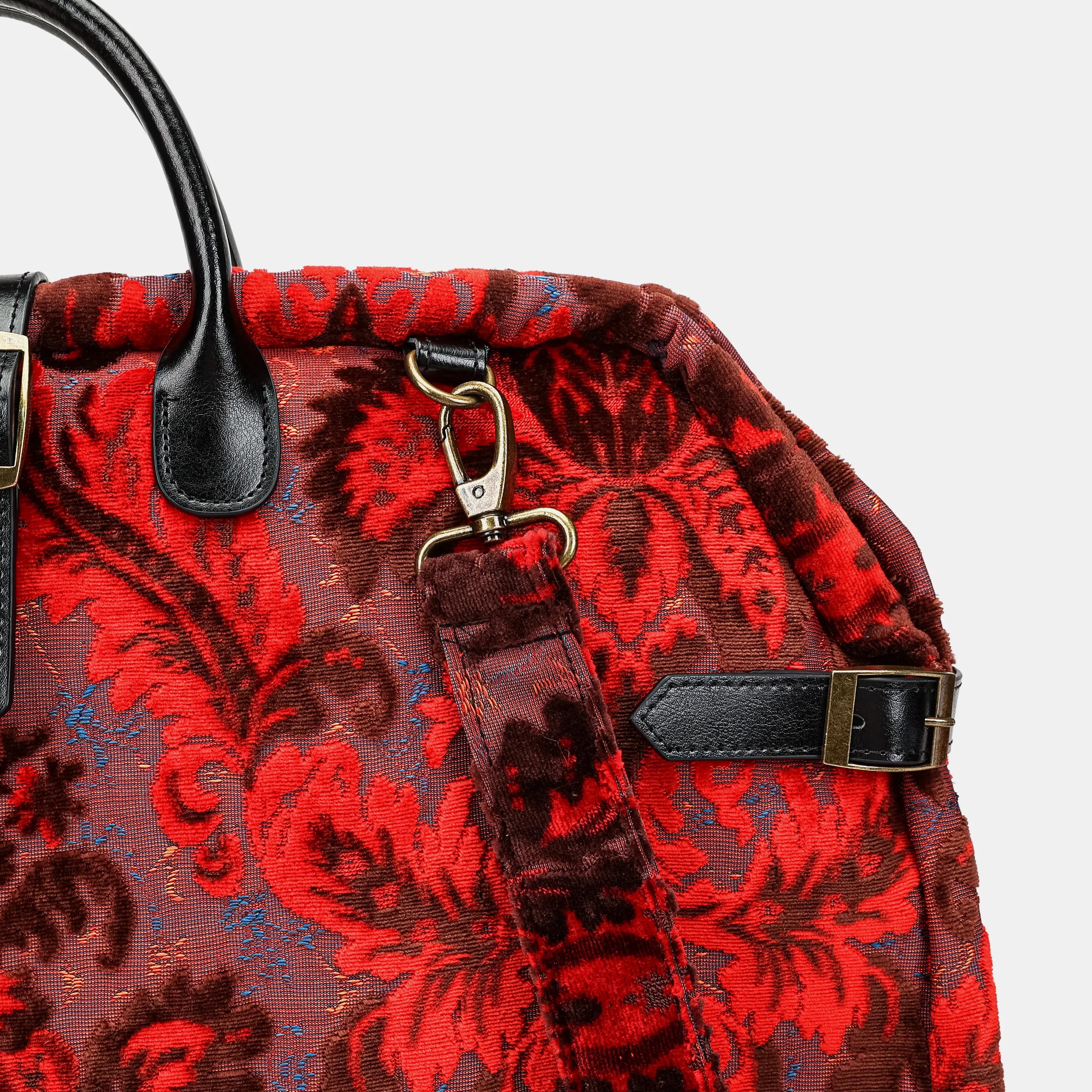 Burnout Velvet Revival Scarlet Carpet Garment Bag Carpetbag of America buckle