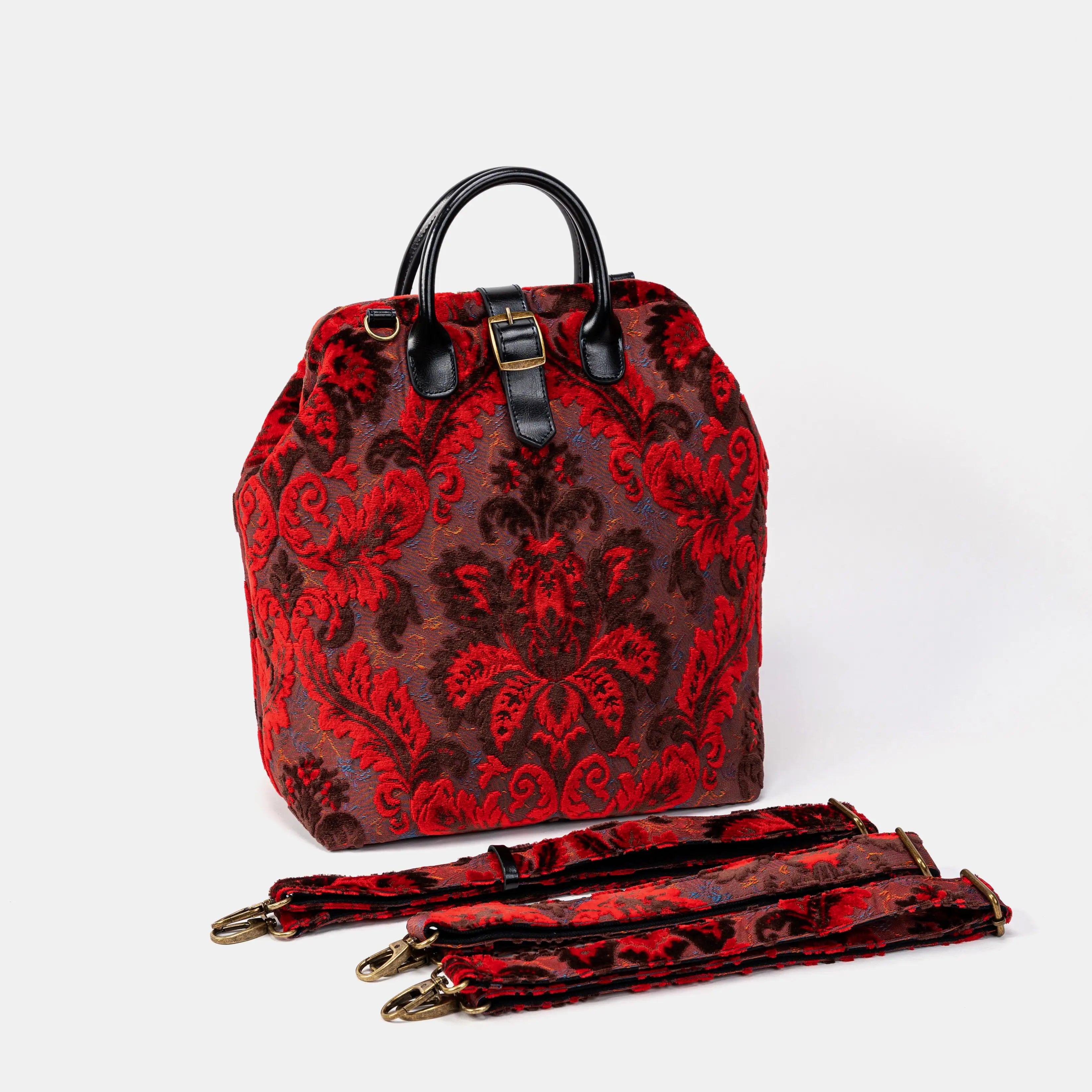 Burnout Velvet Revival Scarlet Carpet Laptop Backpack of America with shoulder straps