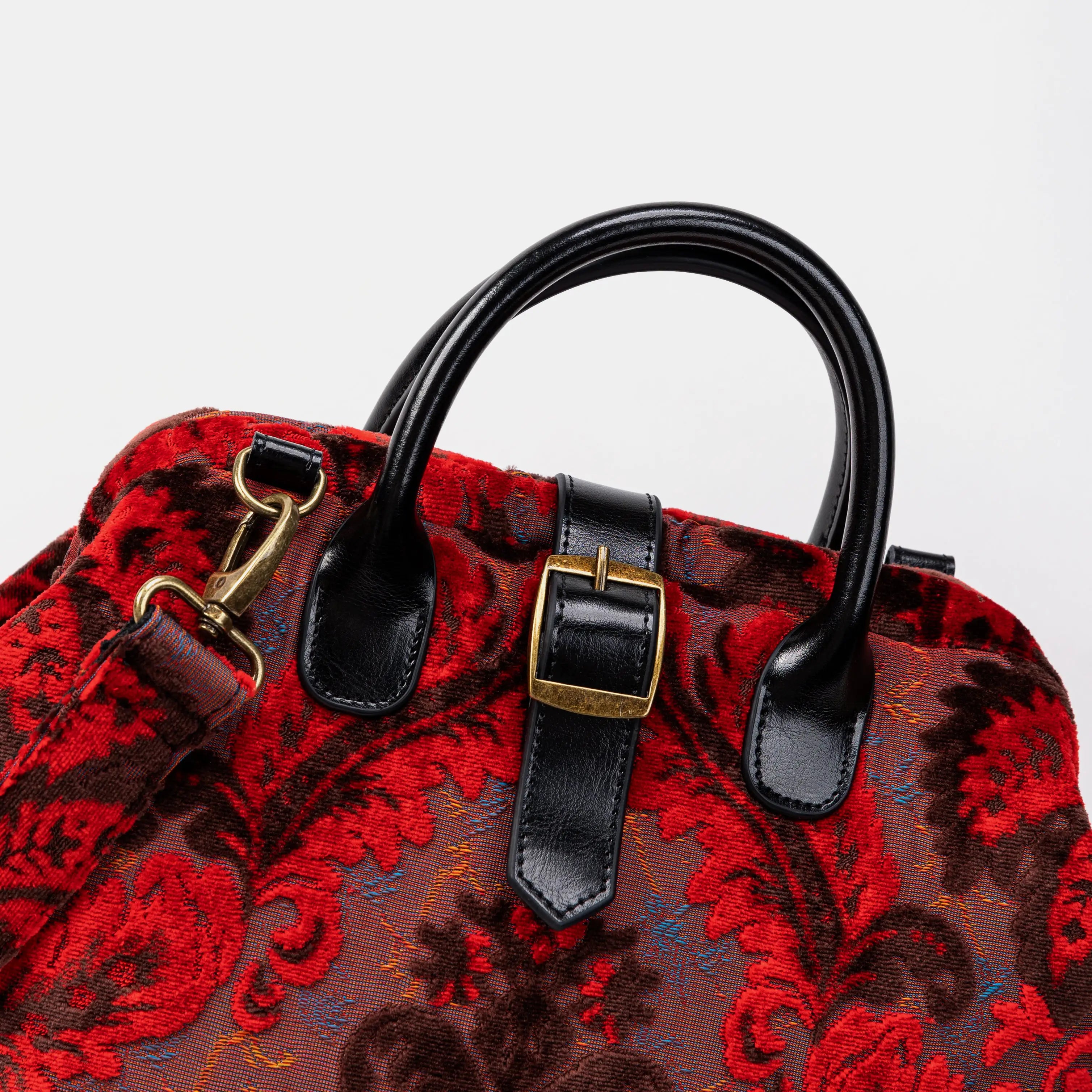 Burnout Velvet Revival Scarlet Carpet Laptop Backpack of America closure