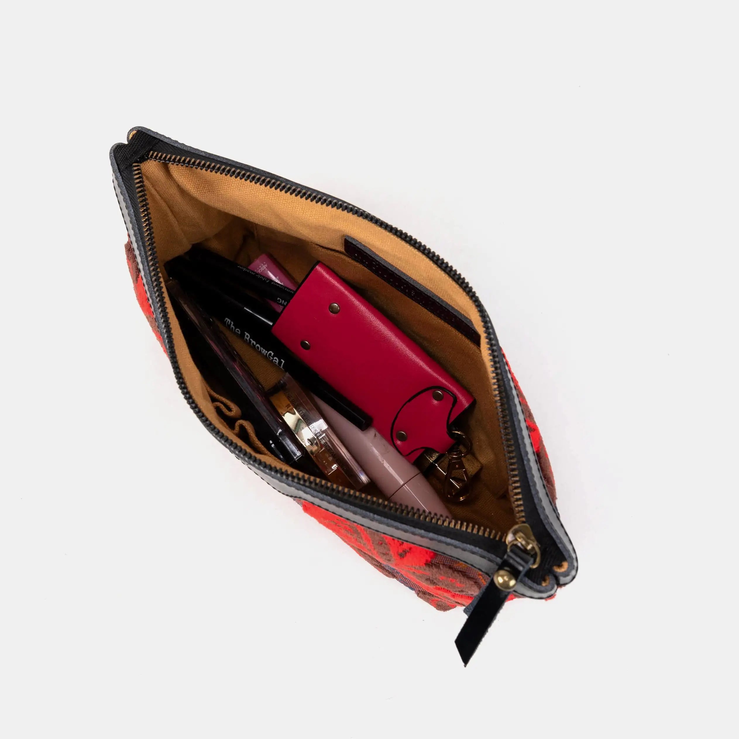 Burnout Velvet Revival Scarlet Carpet Makeup Bag capacity