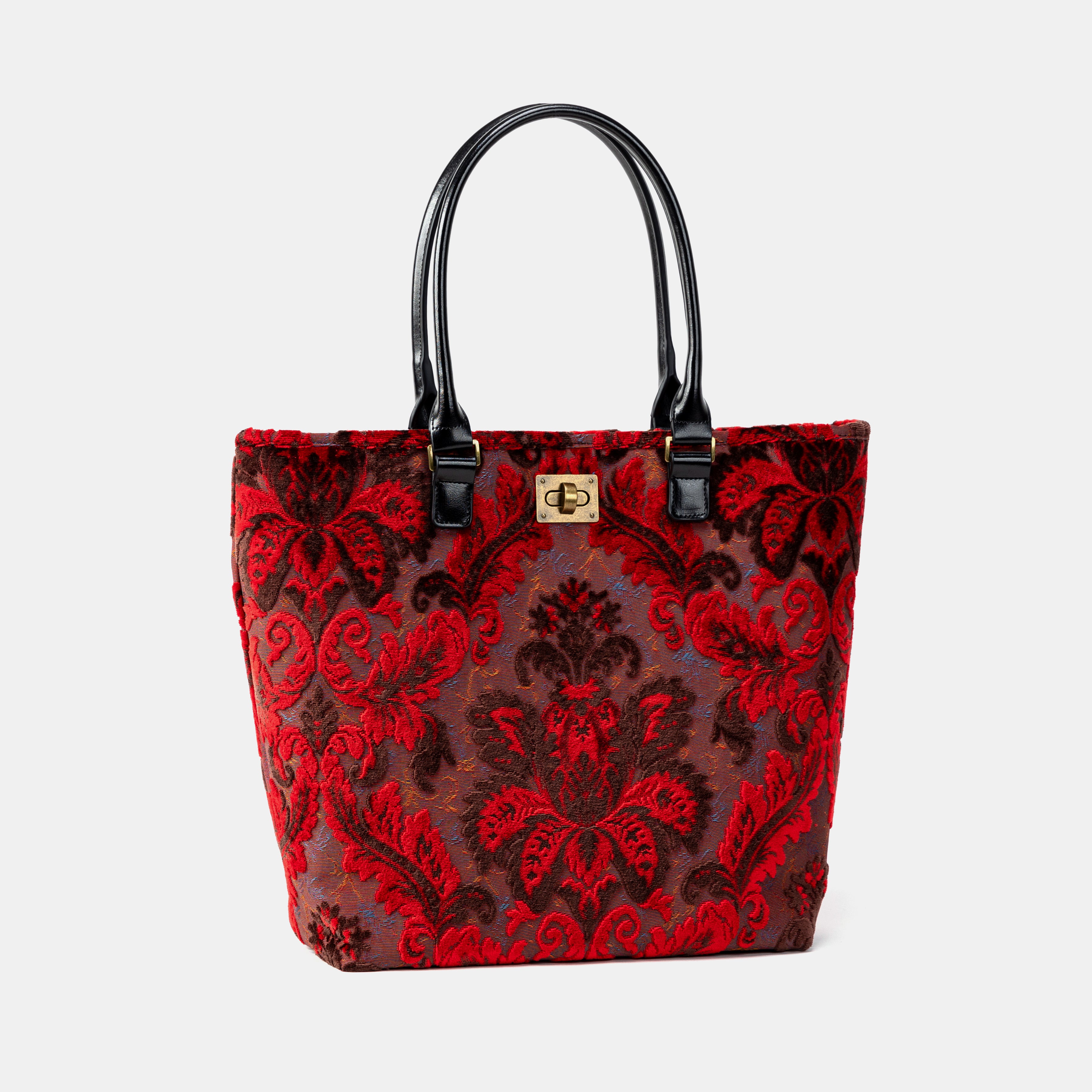 Burnout Velvet Revival Scarlet Carpet Tote Shopper of America front