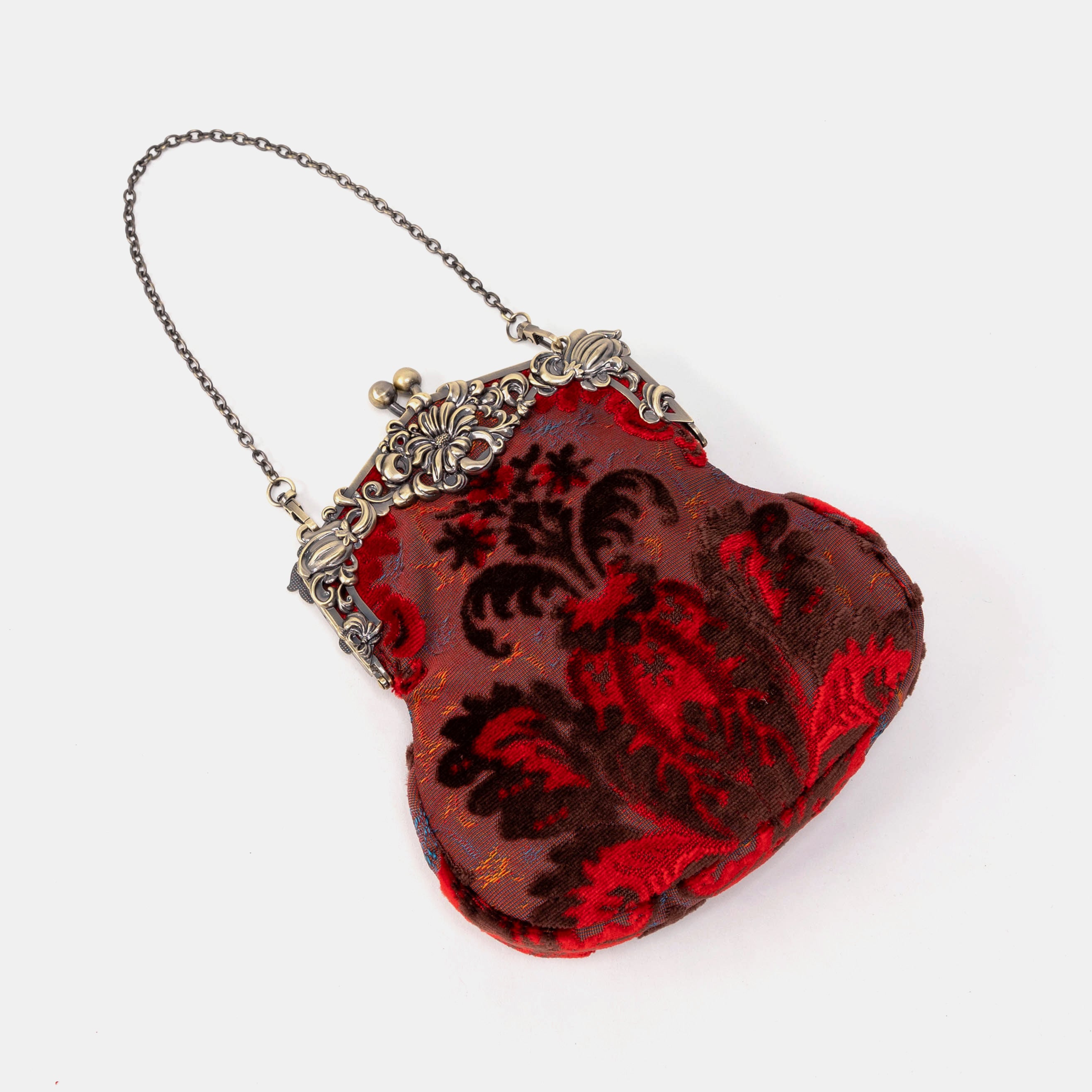 Burnout Velvet Revival Scarlet Chatelaine Purse Large of America with short chain