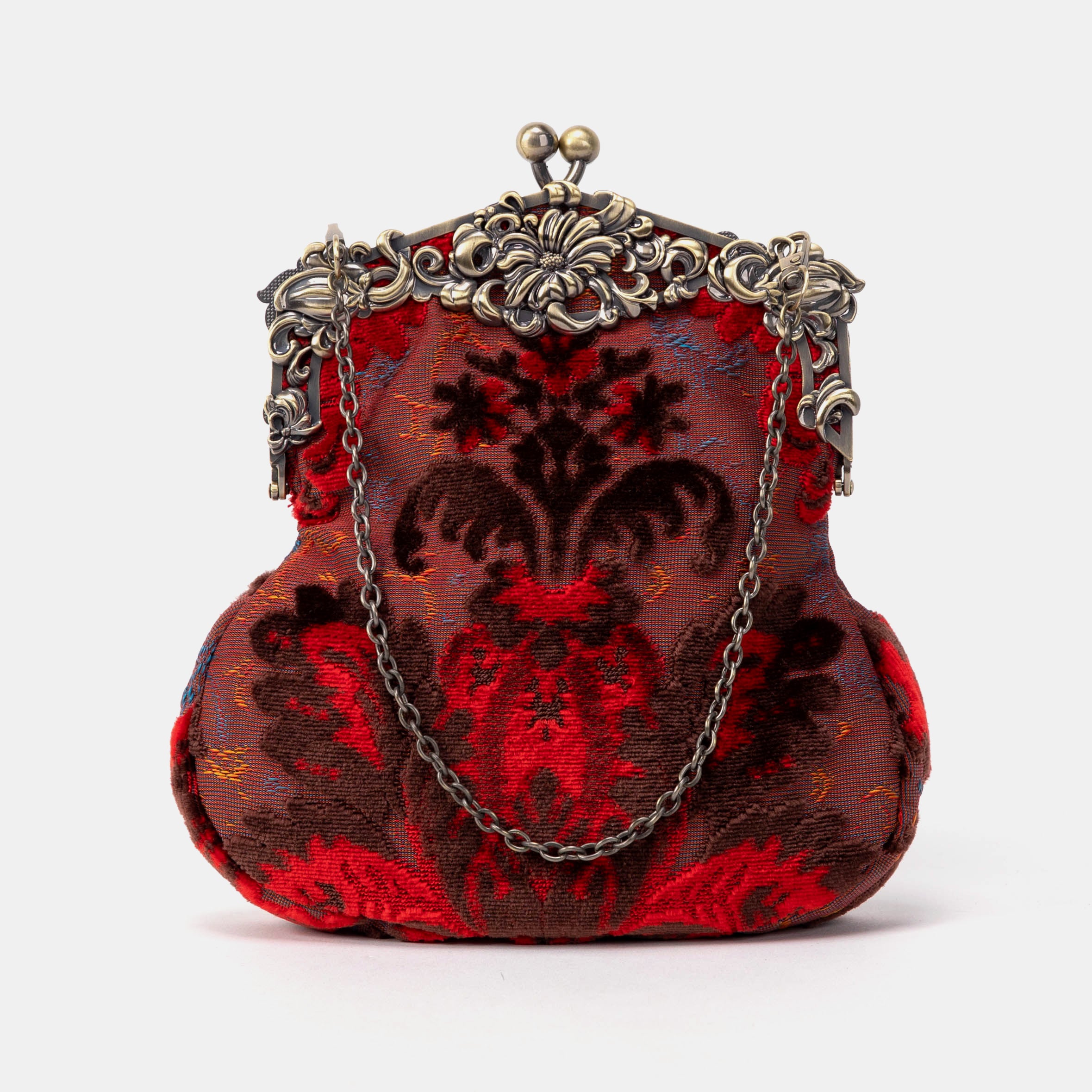 Burnout Velvet Revival Scarlet Chatelaine Purse Large of America front
