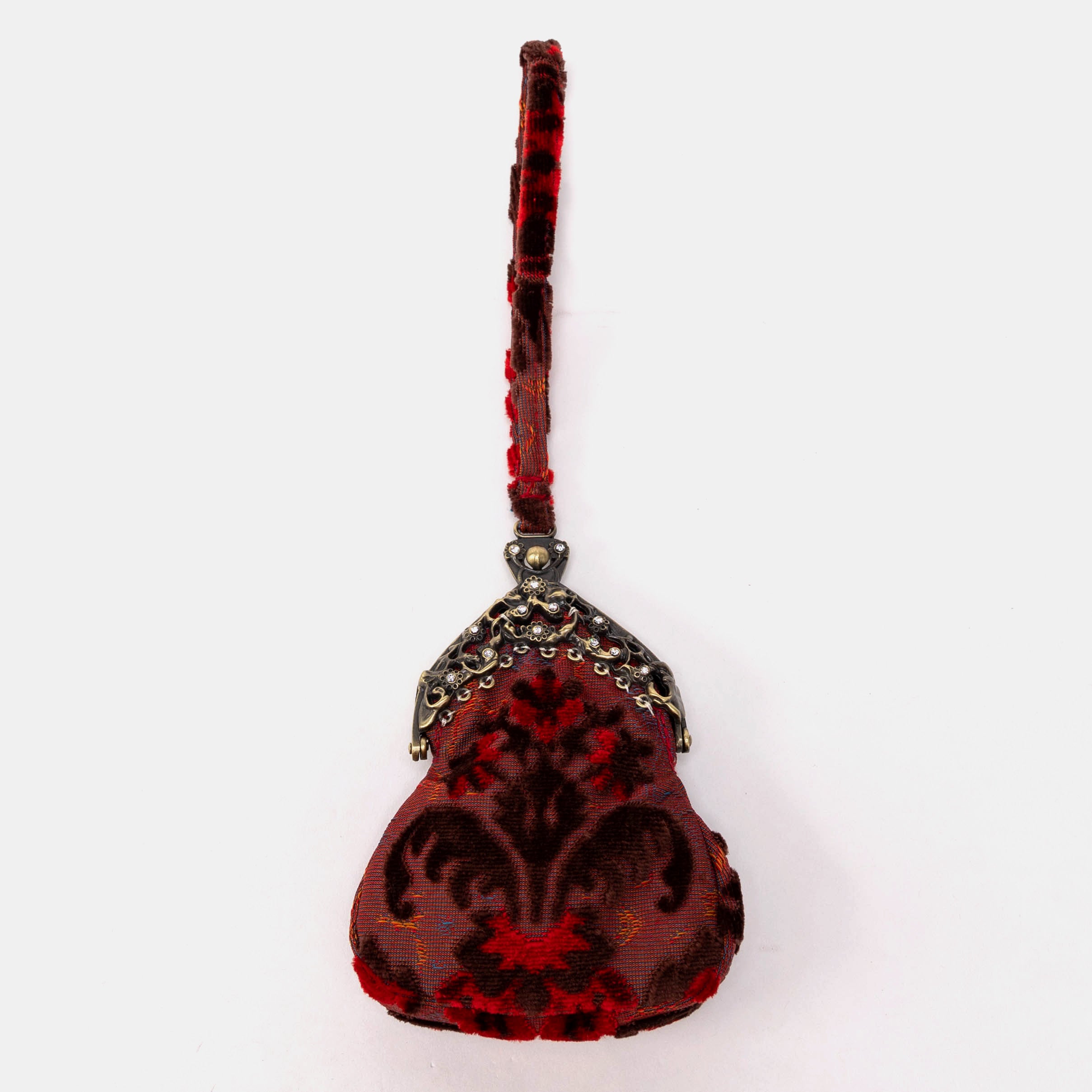 Burnout Velvet Revival Scarlet Chatelaine Purse Wristlet Bag of America main