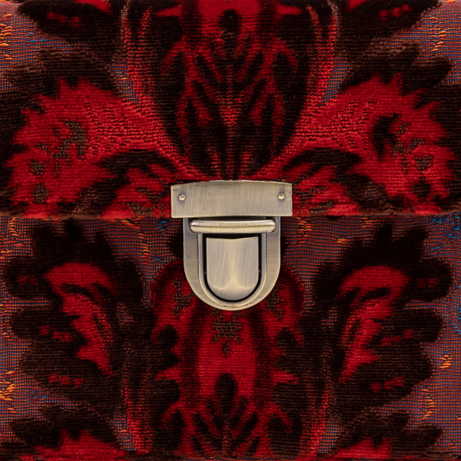 Burnout Velvet Revival Scarlet Clara Medium Train Case Purse of America tuck lock