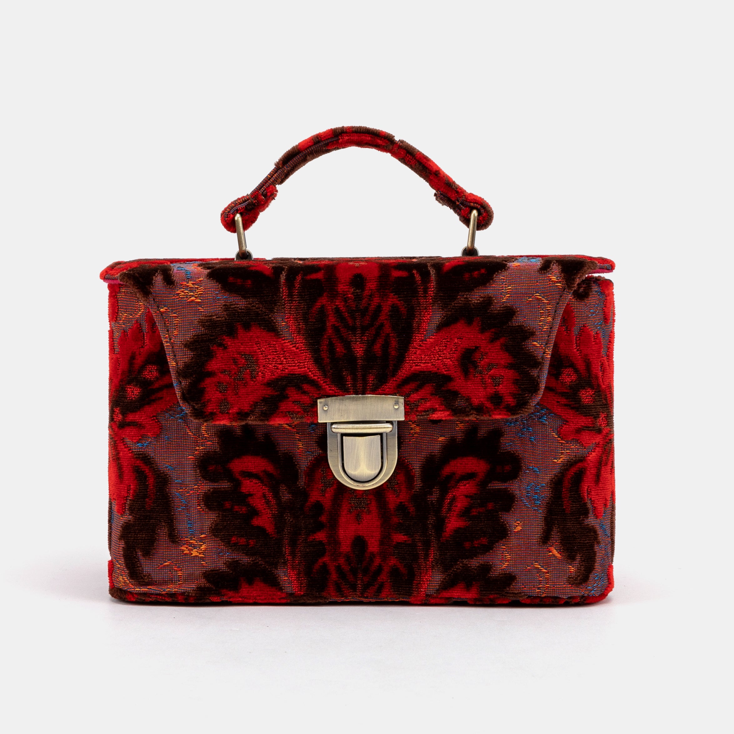 Burnout Velvet Revival Scarlet Clara Medium Train Case Purse of America front
