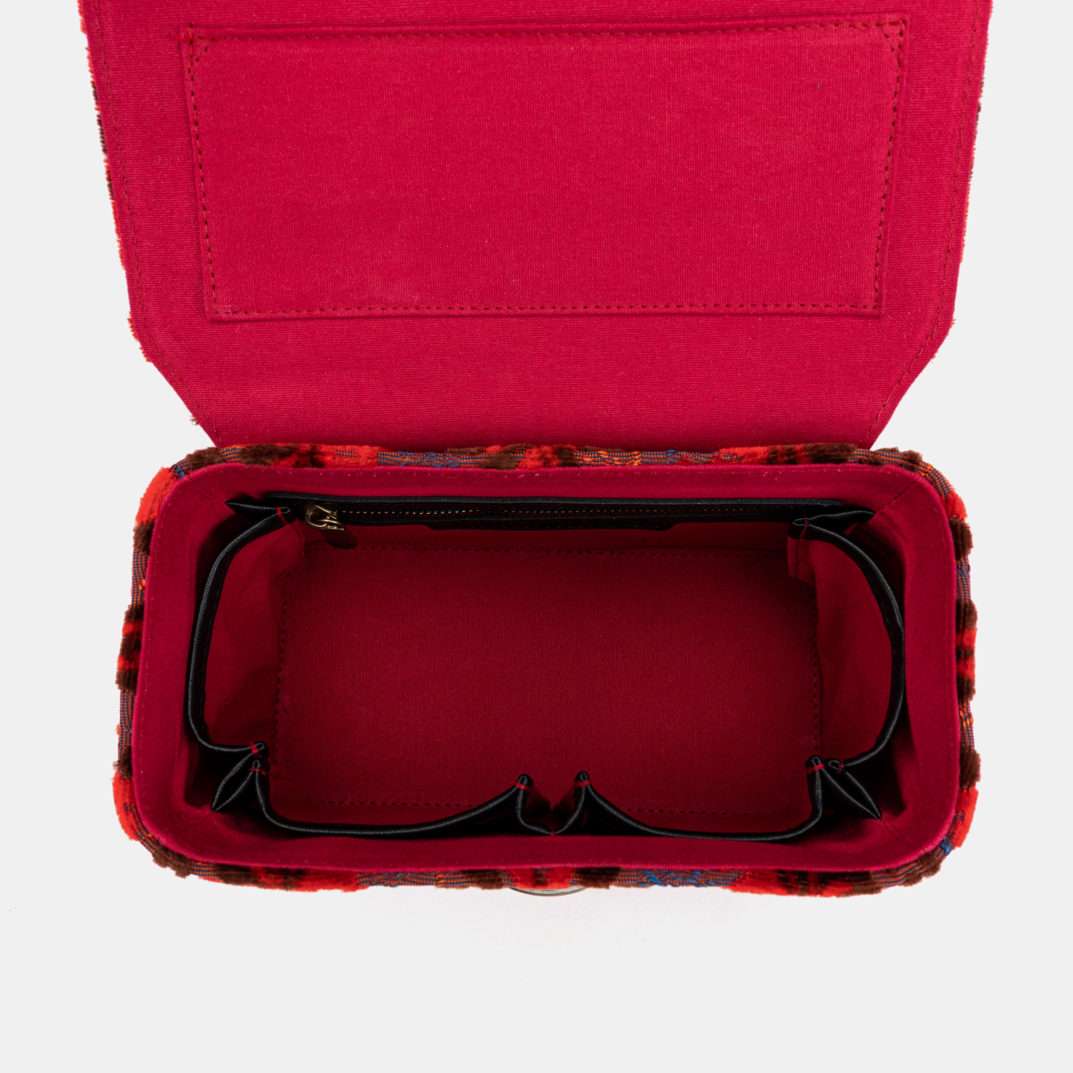 Burnout Velvet Revival Scarlet Clara Medium Train Case Purse of America inside
