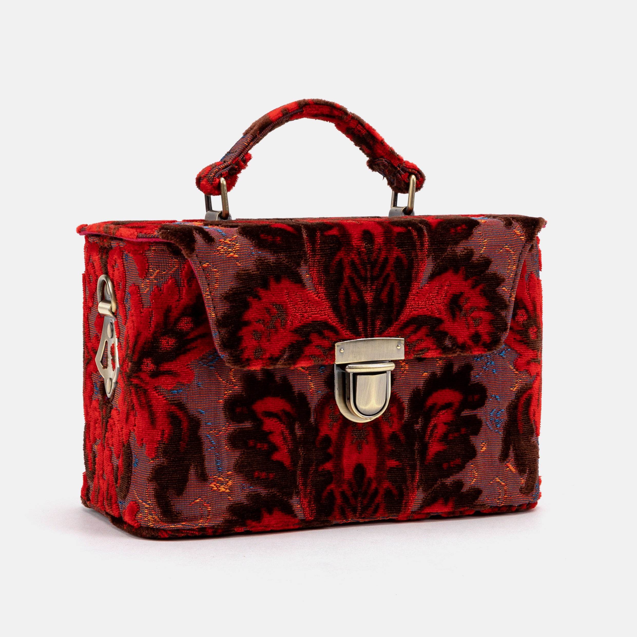 Burnout Velvet Revival Scarlet Clara Medium Train Case Purse of America front side