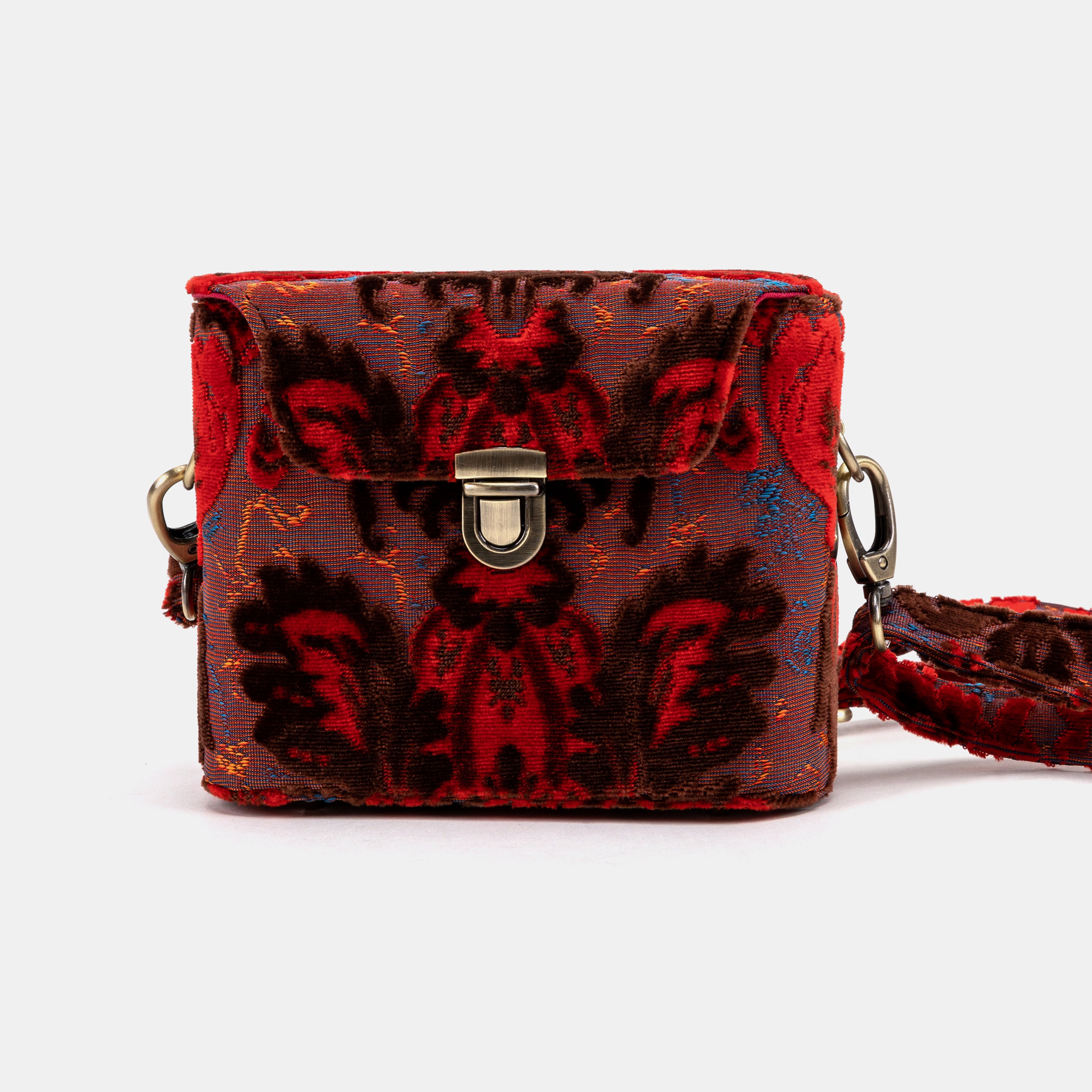 Burnout Velvet Revival Scarlet Emma Small Train Case Crossbody of America main