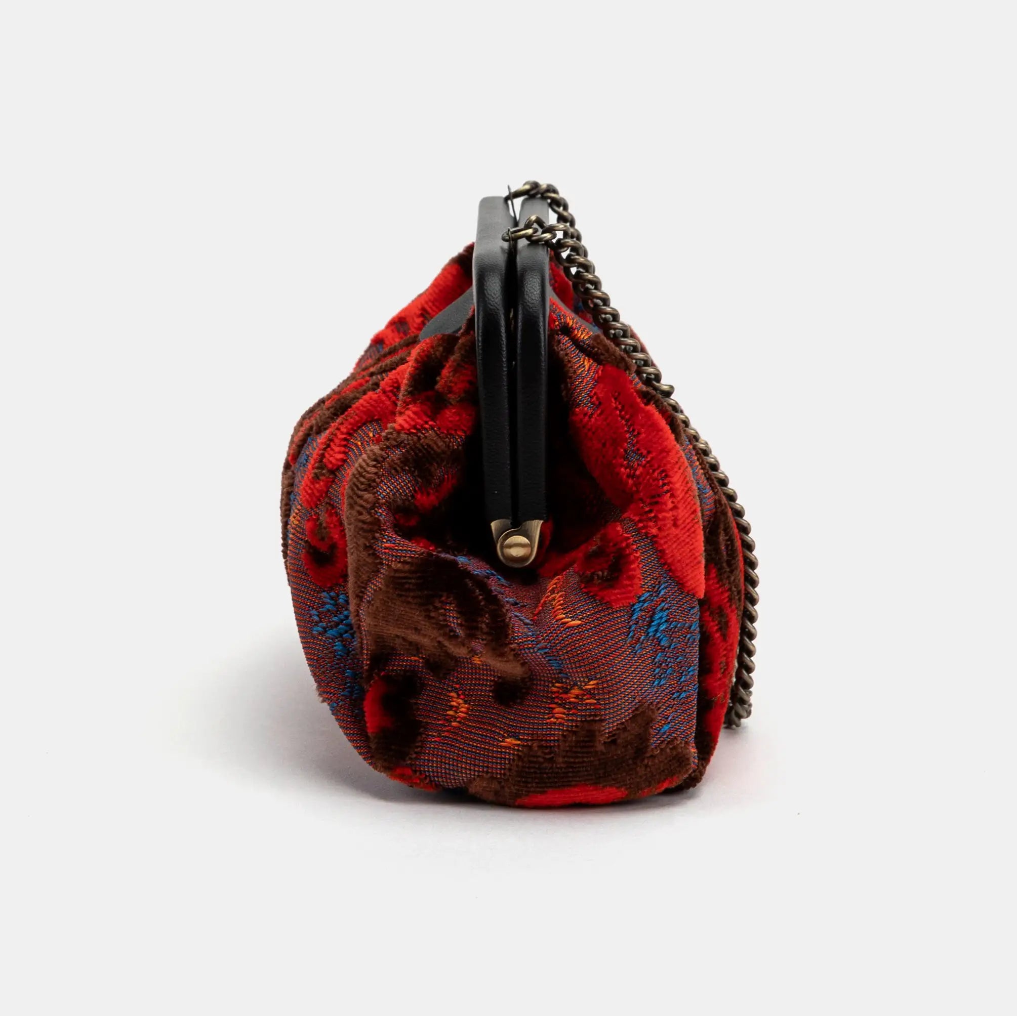 Burnout Velvet Revival Scarlet Evening Bag Clutch carpet bag of America side