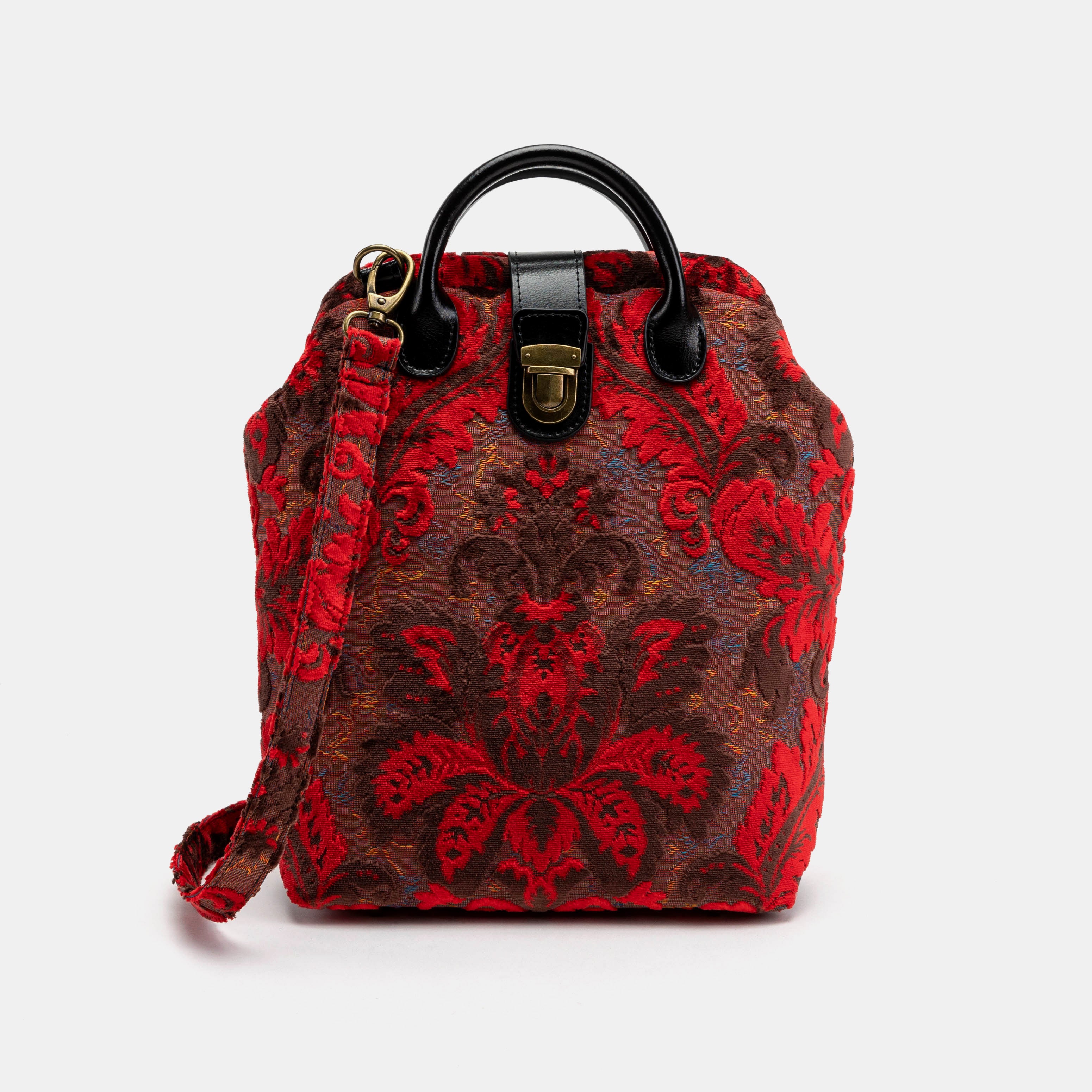 Burnout Velvet Revival Scarlet Everyday Backpack of America with shoulder strap
