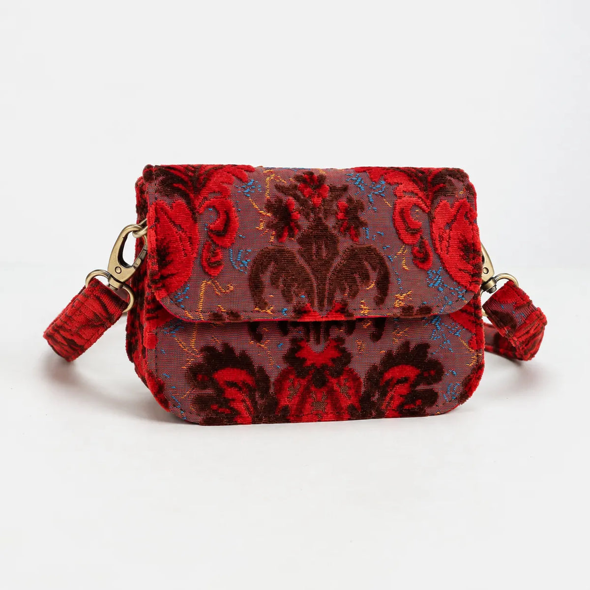 Burnout Velvet Revival Scarlet Flap Crossbody Bag of America main