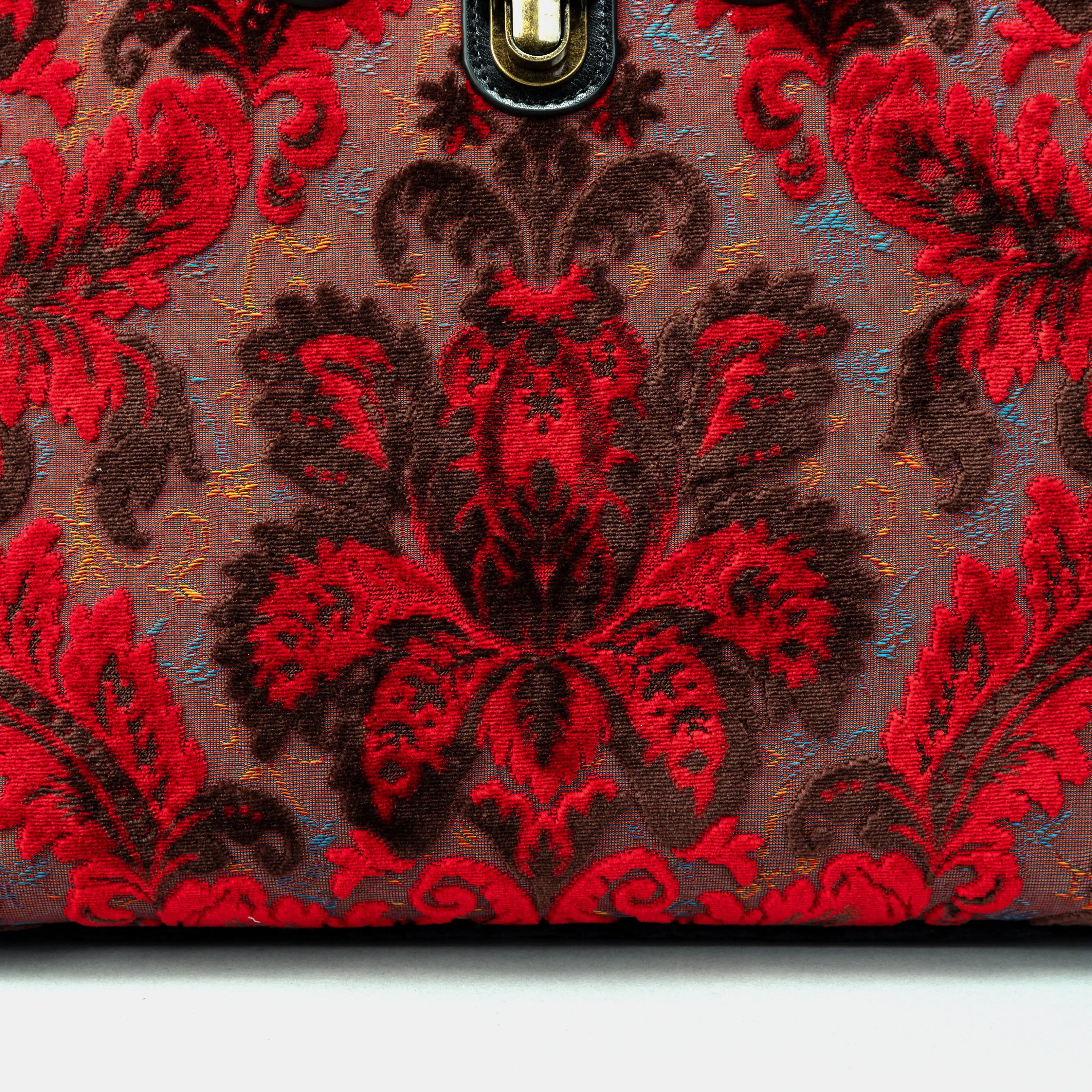 Burnout Velvet Revival Scarlet Laptop Work Bag of America detail