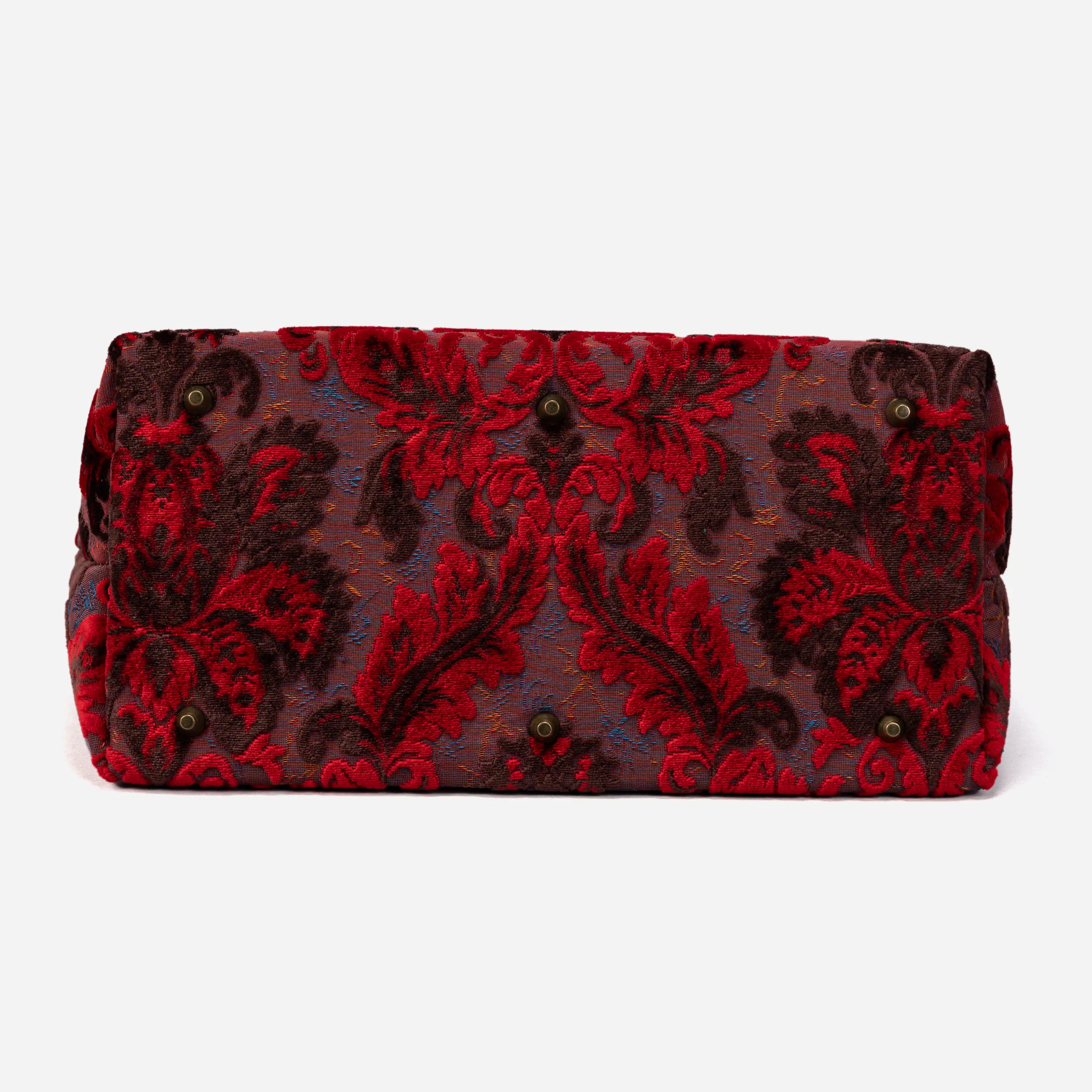 Burnout Velvet Revival Scarlet Mary Poppins Weekender Carpetbag bottom