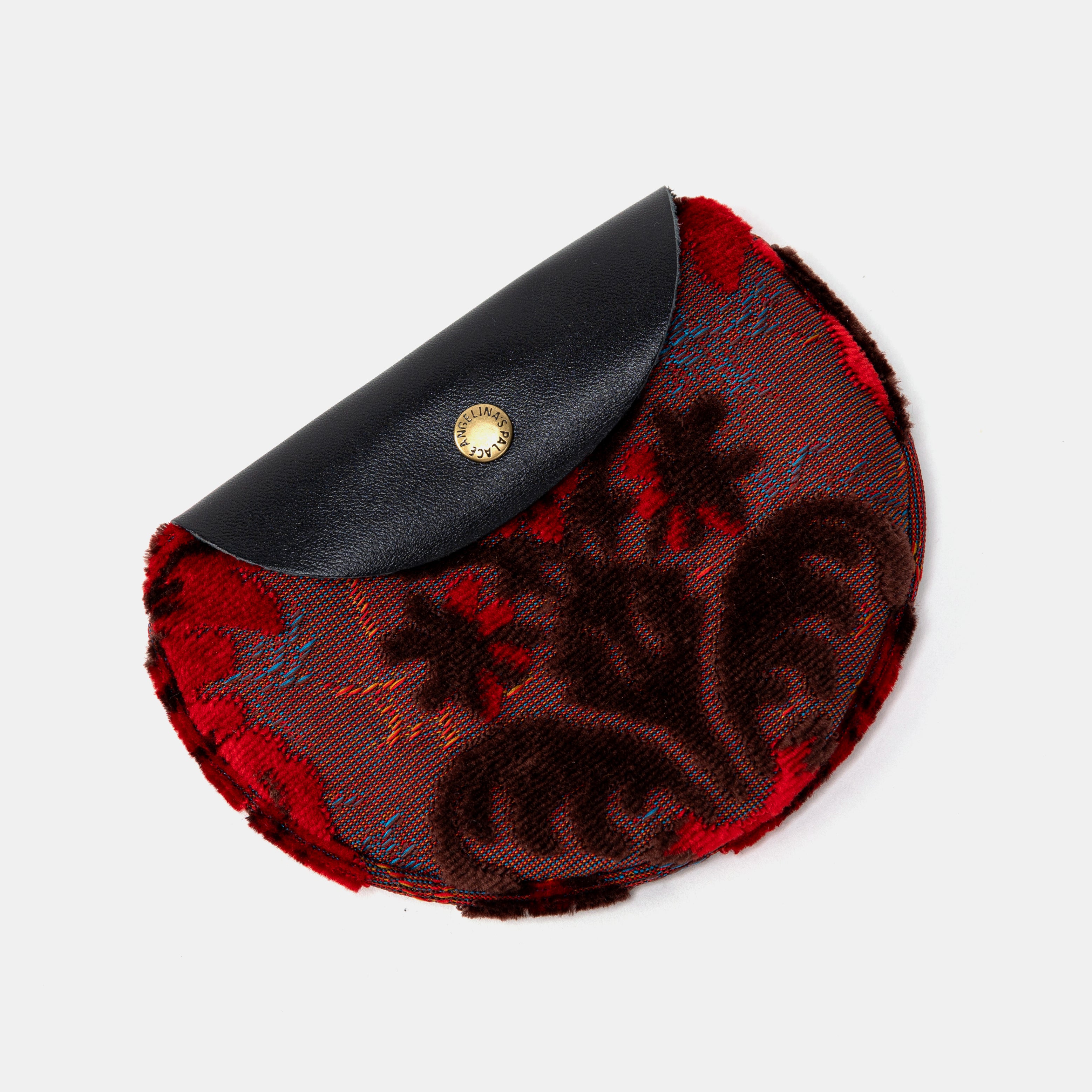 Burnout Velvet Revival Scarlet Double Kiss Clasp Coin Purse of America Lying down-2