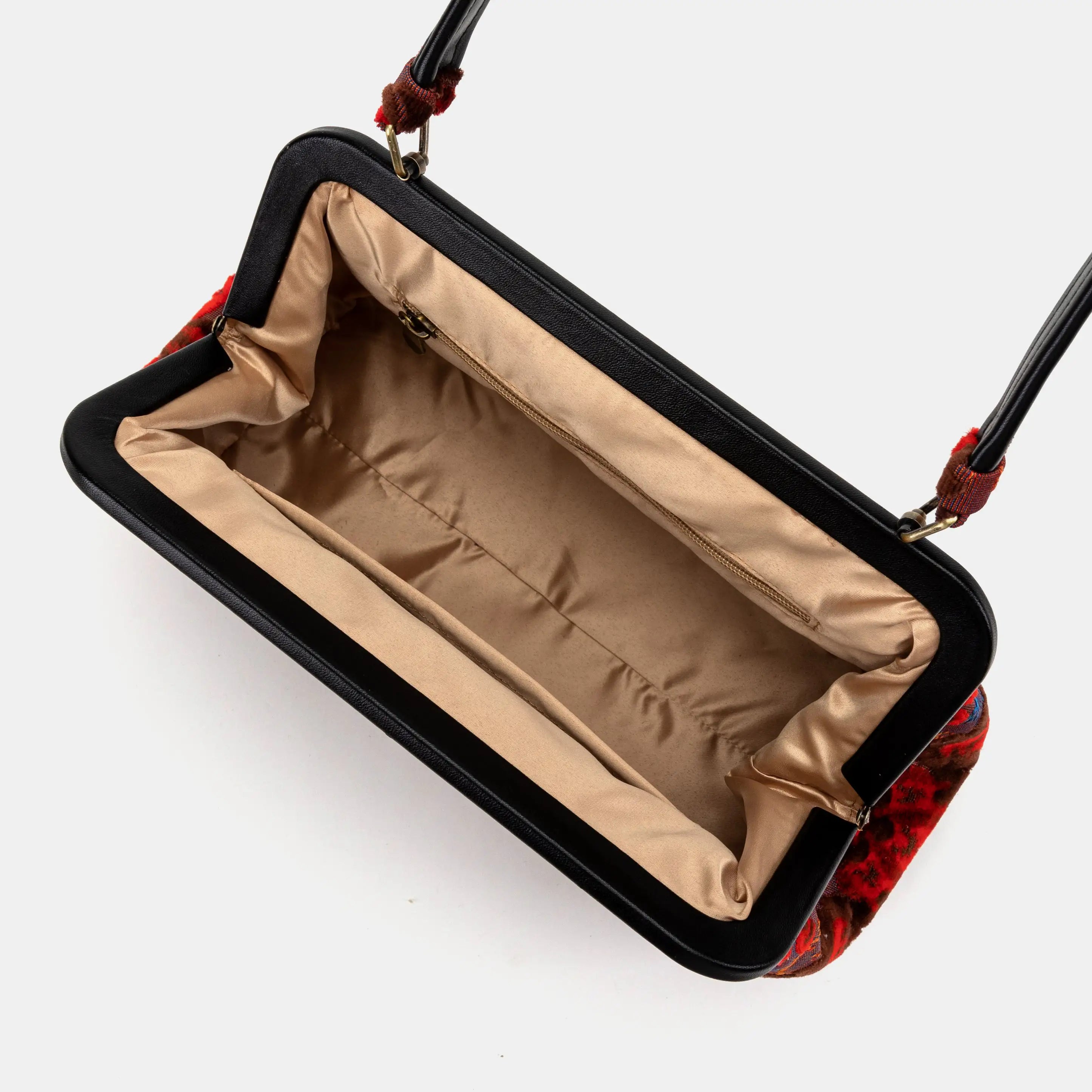 Burnout Velvet Revival Scarlet Shoulder Bag of America inside