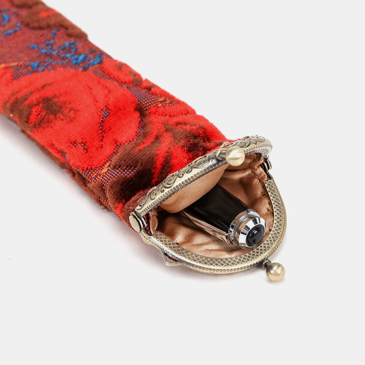 Burnout Velvet Revival Scarlet Solo Pen Case Carpetbag of America open