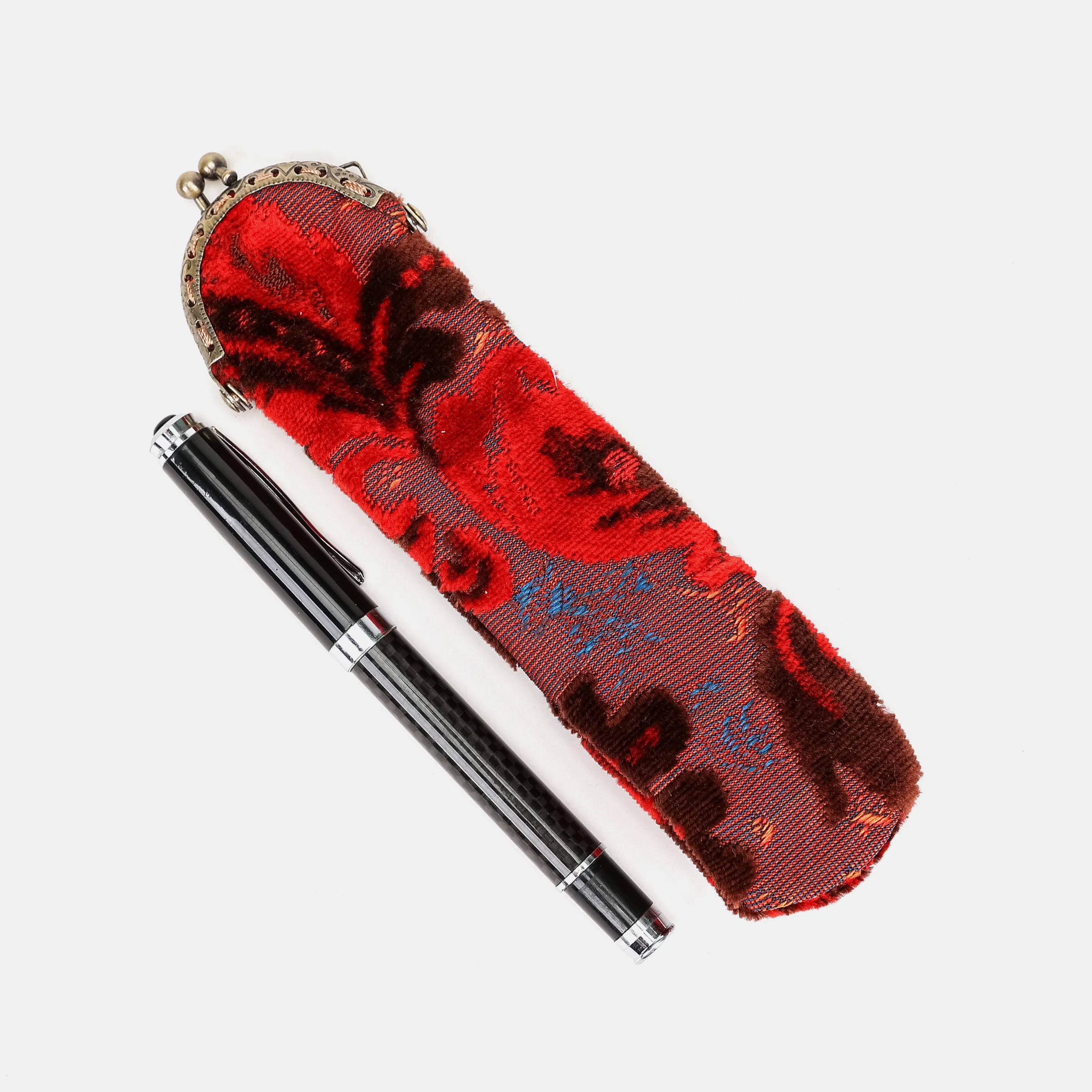 Burnout Velvet Revival Scarlet Solo Pen Case Carpetbag of America main