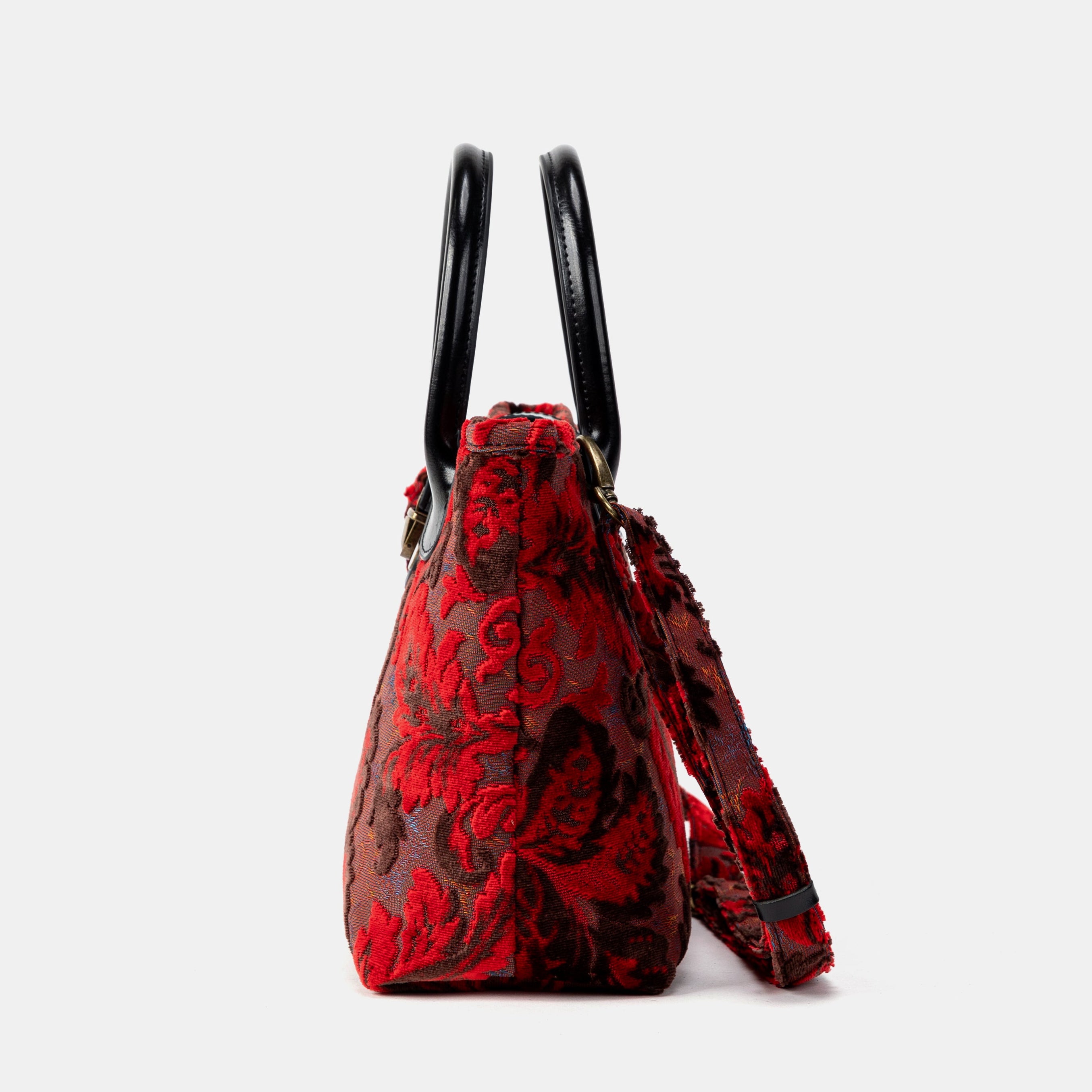 Burnout Velvet Revival Scarlet Tuck Lock Carpet Satchel of America side