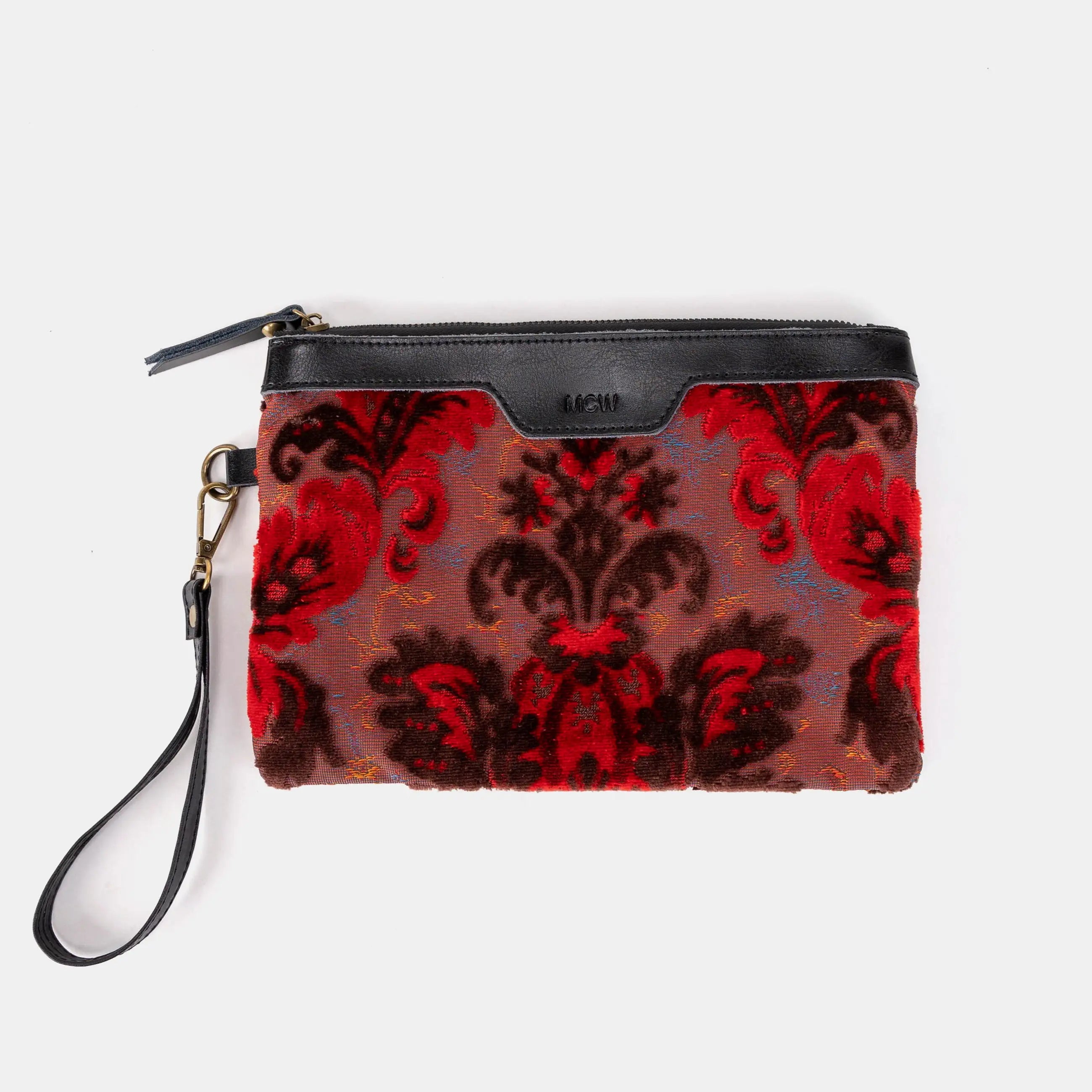 Burnout Velvet Revival Scarlet Wristlet Clutch