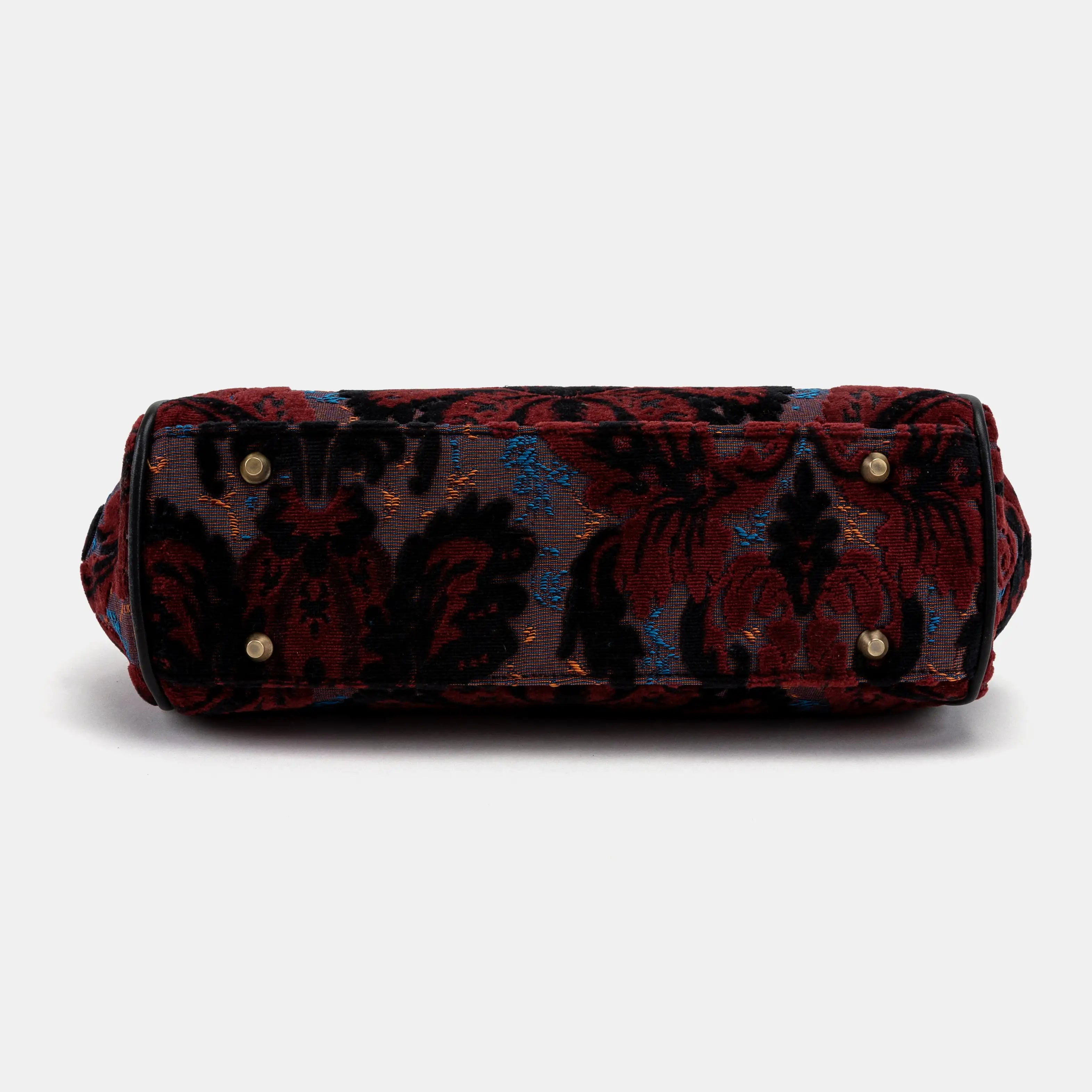 Burnout Velvet Revival Sephia Alma Shoulder Bag Carpet Bag of America bottom