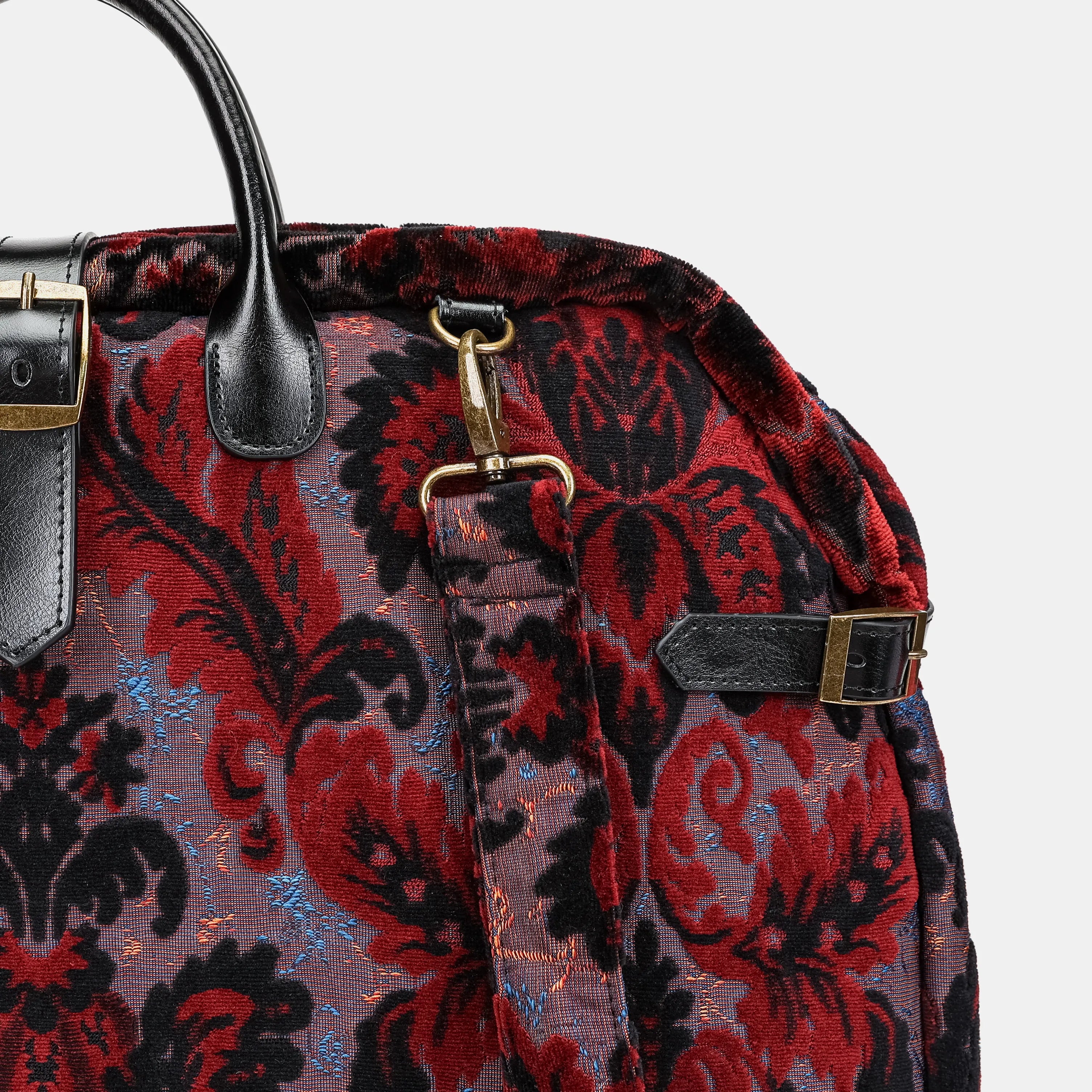 Burnout Velvet Revival Sephia Carpet Garment Bag Carpetbag of America buckles