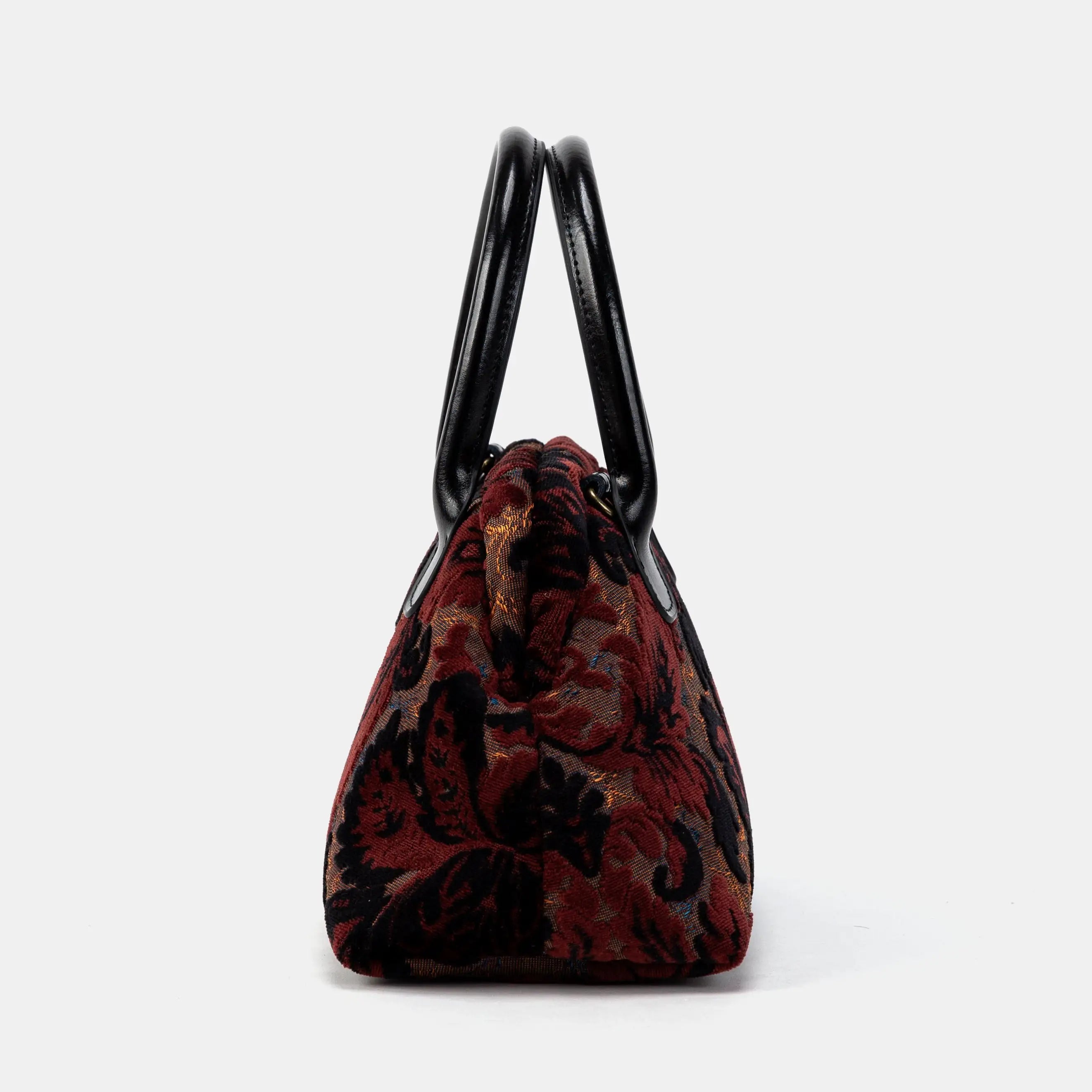 Burnout Velvet Revival Sephia Carpet Satchel Carpetbag of America side