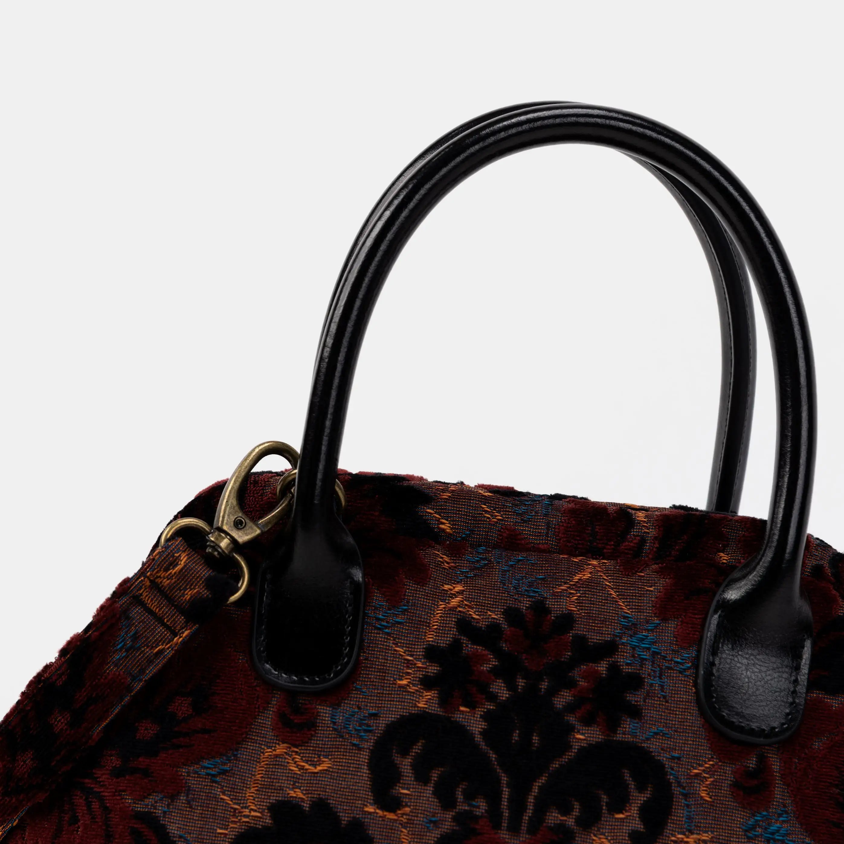 Burnout Velvet Revival Sephia Carpet Satchel Carpetbag of America buckle