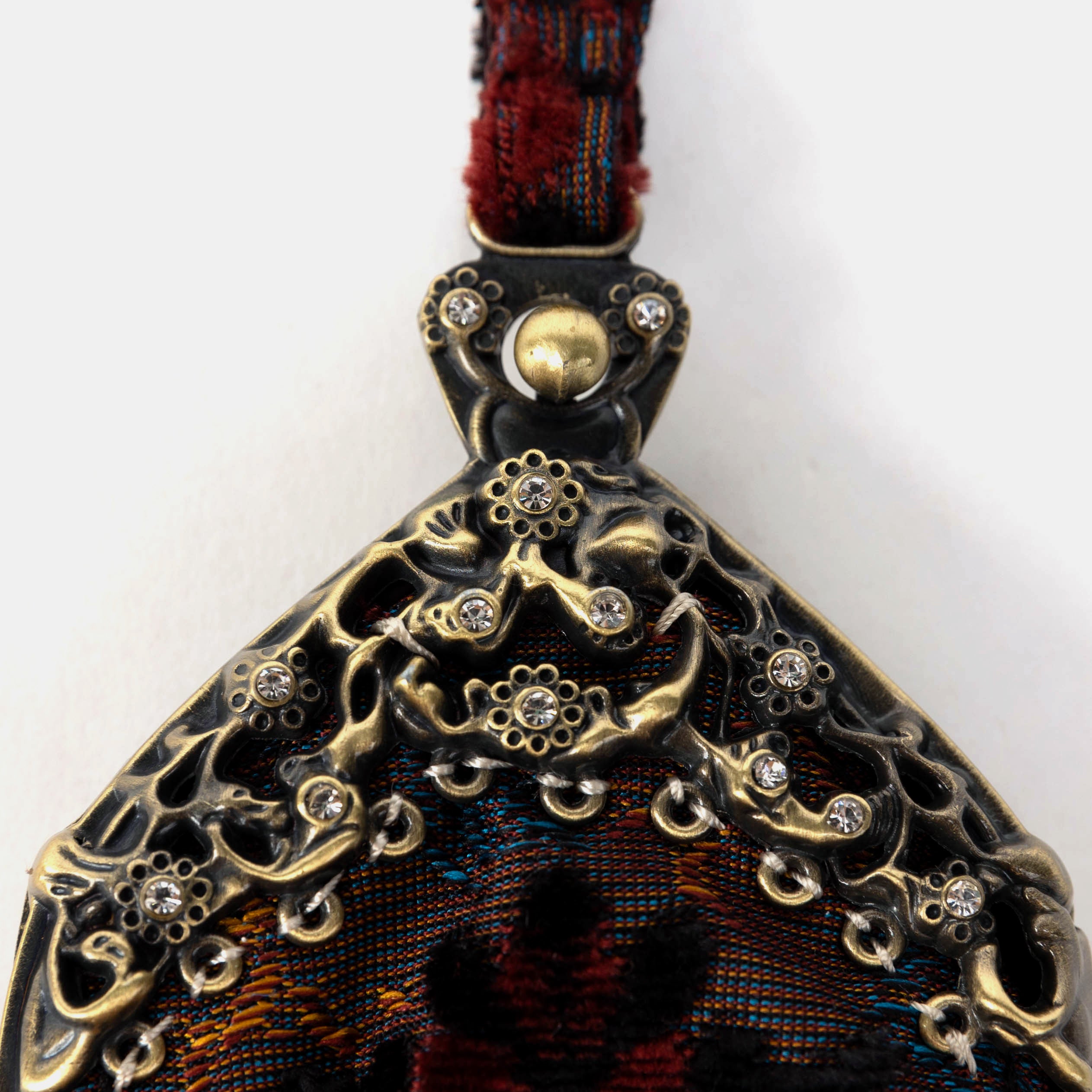 Burnout Velvet Revival Sephia Chatelaine Purse Wristlet Bag of America detail