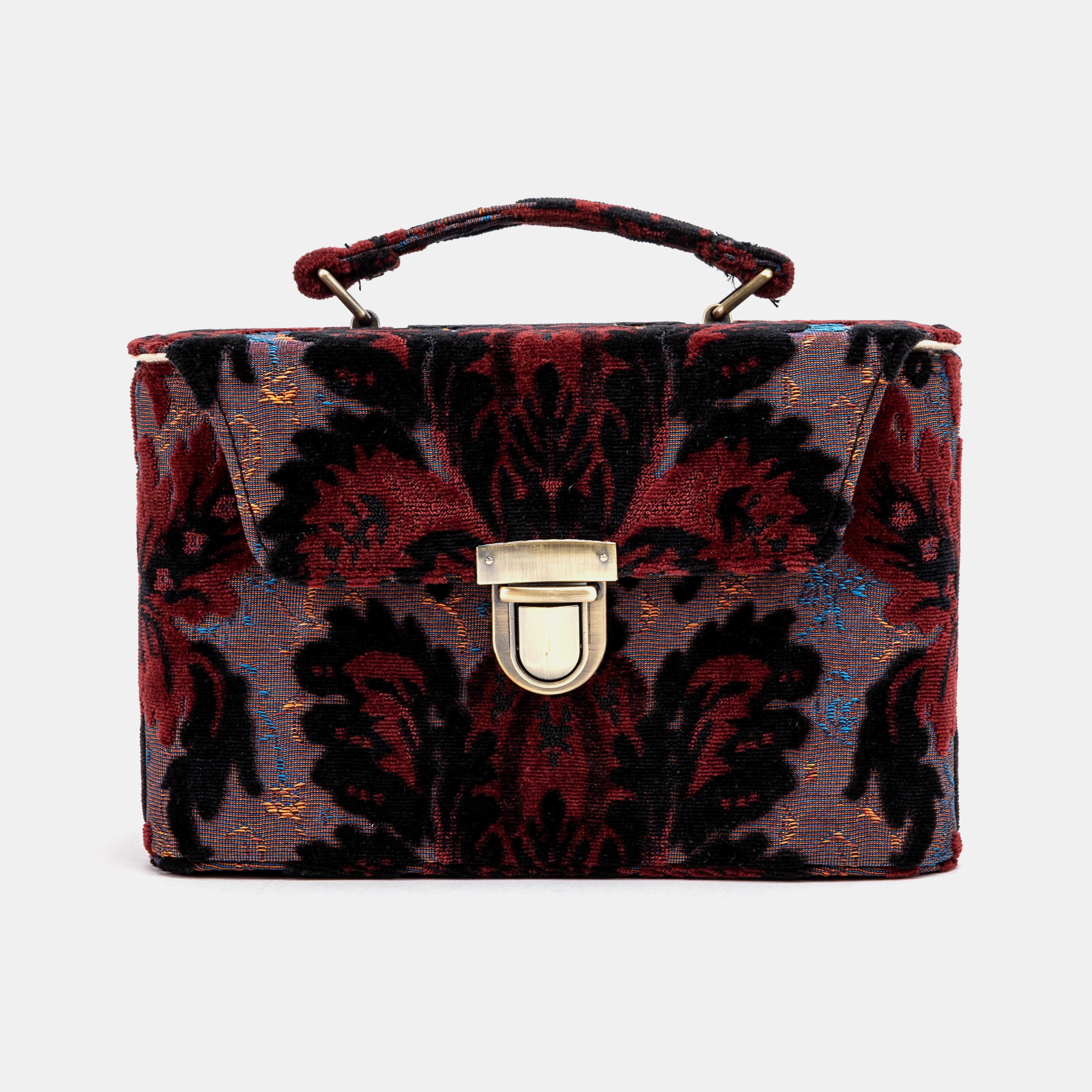 Burnout Velvet Revival Sephia Clara Medium Train Case Purse of America  front
