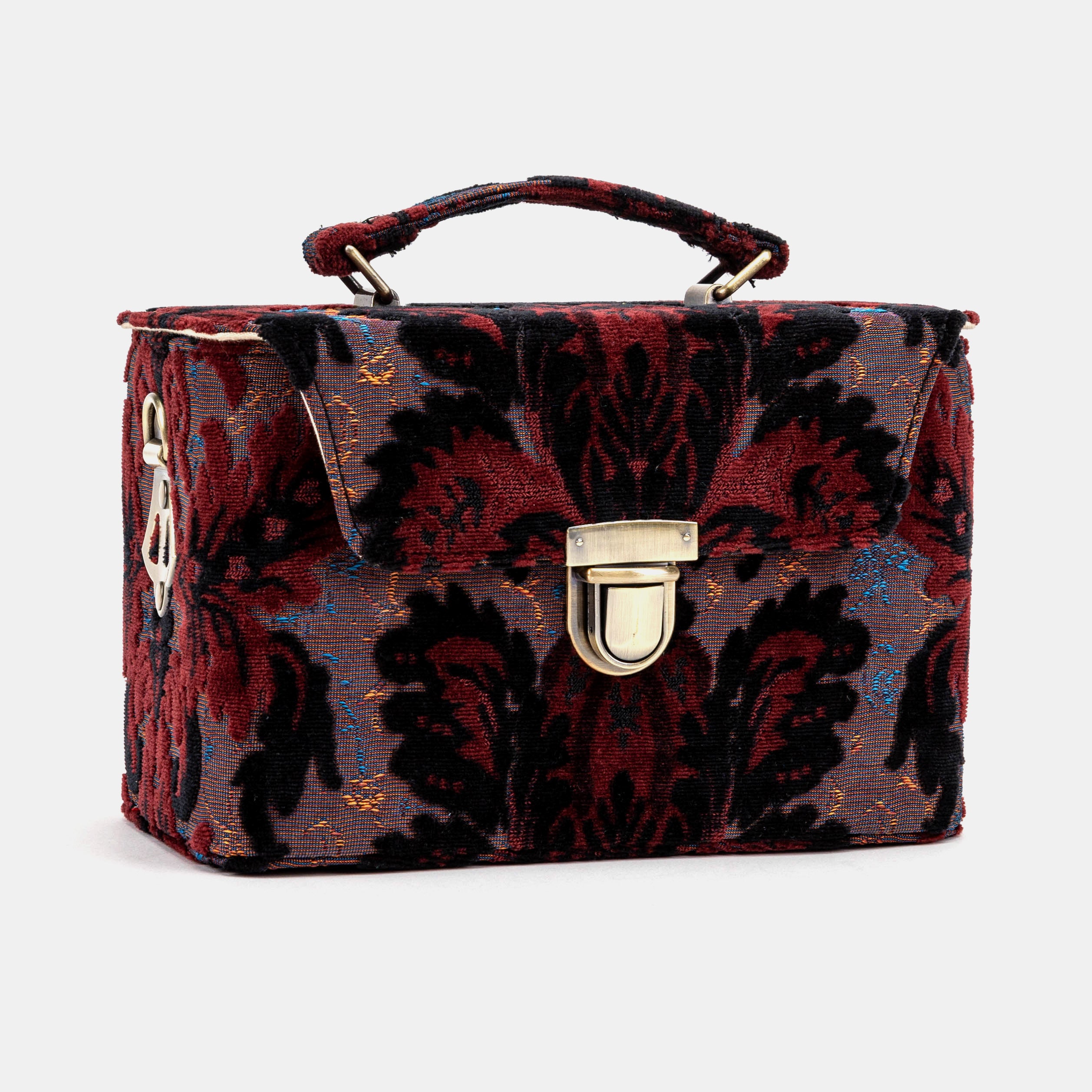 Burnout Velvet Revival Sephia Clara Medium Train Case Purse of America front side
