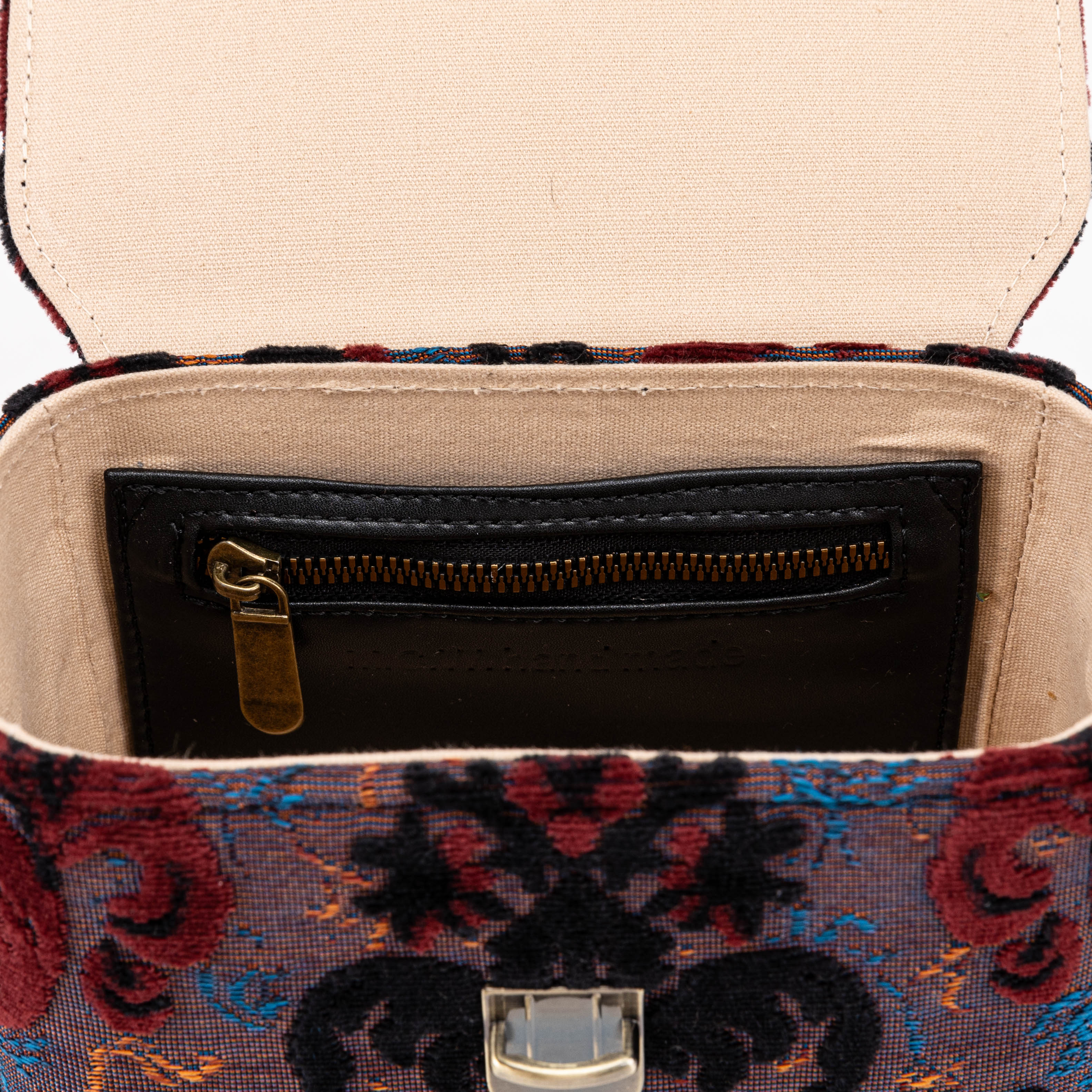 Burnout Velvet Revival Sephia Emma Small Train Case Crossbody inside