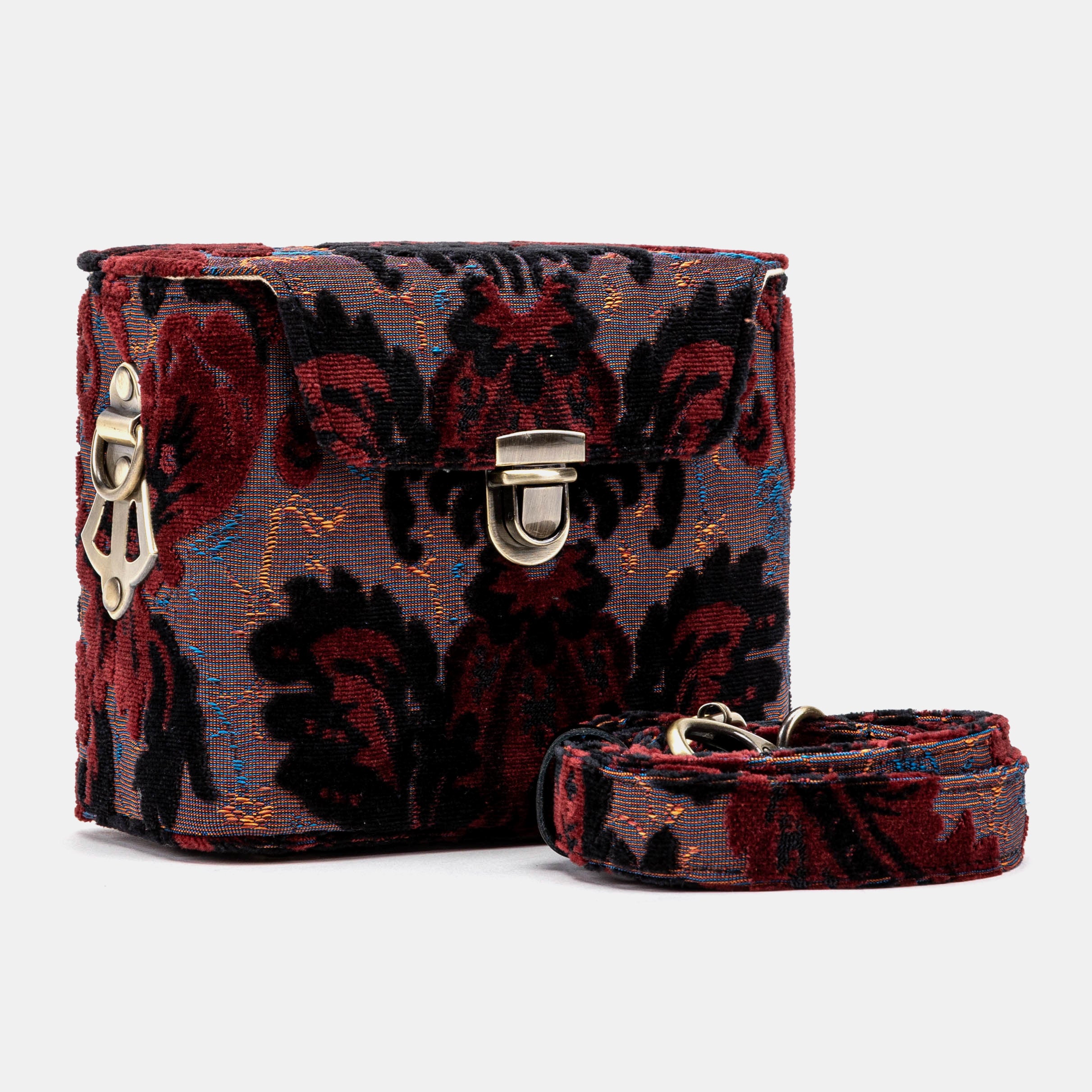 Burnout Velvet Revival Sephia Emma Small Train Case Crossbody side